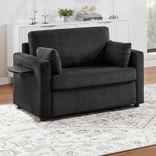 Miniatura 4 de Merax Sofá cama extraíble con diván de almacenamiento de espuma viscoelástica para sala de estar asientos de amor de espacio pequeño gris en forma