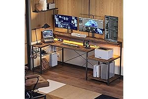 Bestier 71.5" Inch Computer Desk with Power Outlets: Modern Home Office Gaming Station