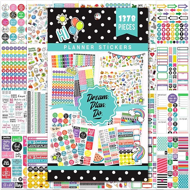 Planner Stickers - 28 Sheets, 1378 Stunning Design Accessories for Journals and Calendars, Essential Planner Accessories - Green