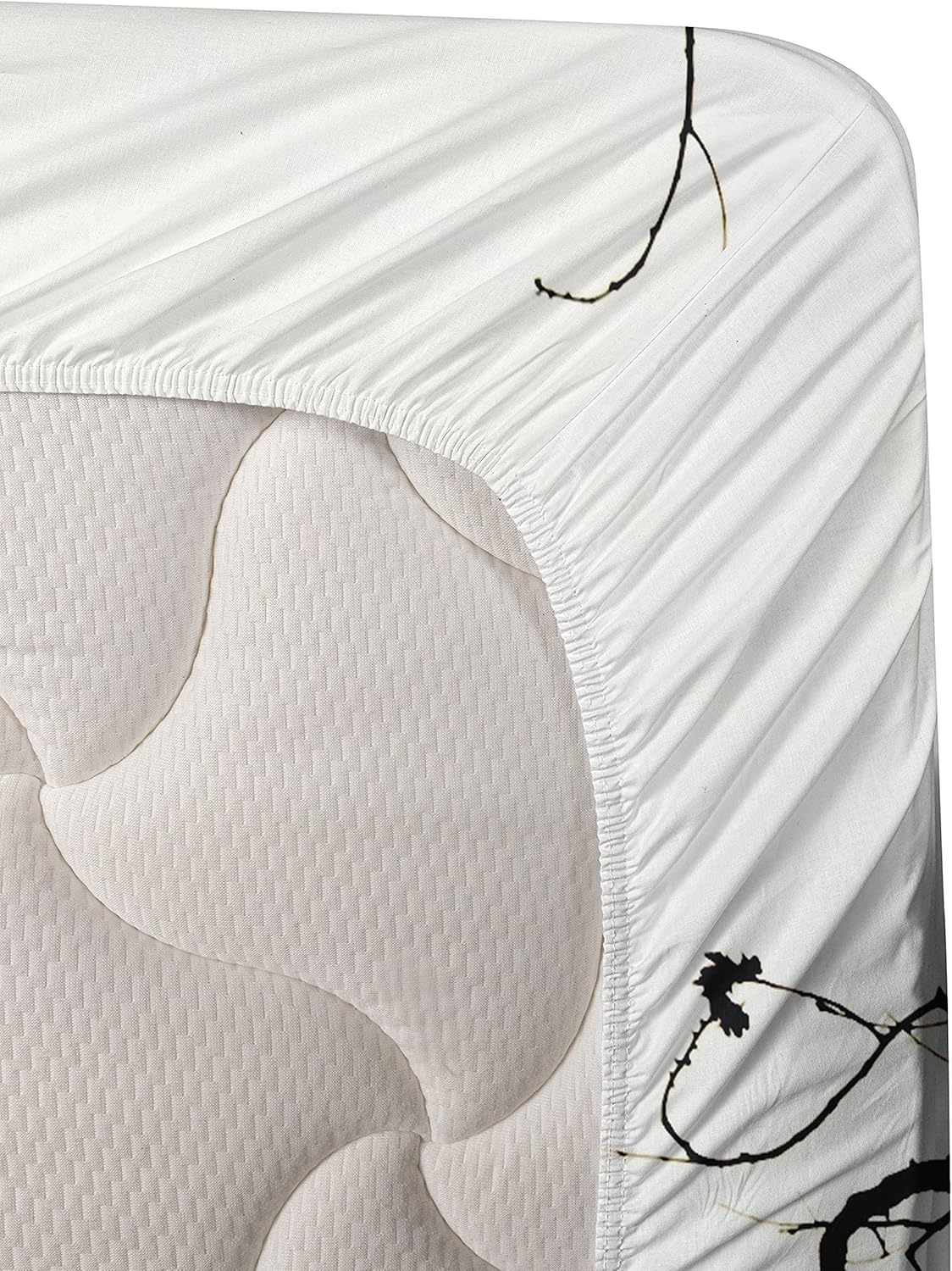 Ambesonne Forest Sheet Set, Fall Tree Black Branches Art Print Black and White Themed Silhouette Illustration, Fitted and Flat Sheet with Pillowcases Bedding Accent 4 Piece Set, Queen, Charcoal White