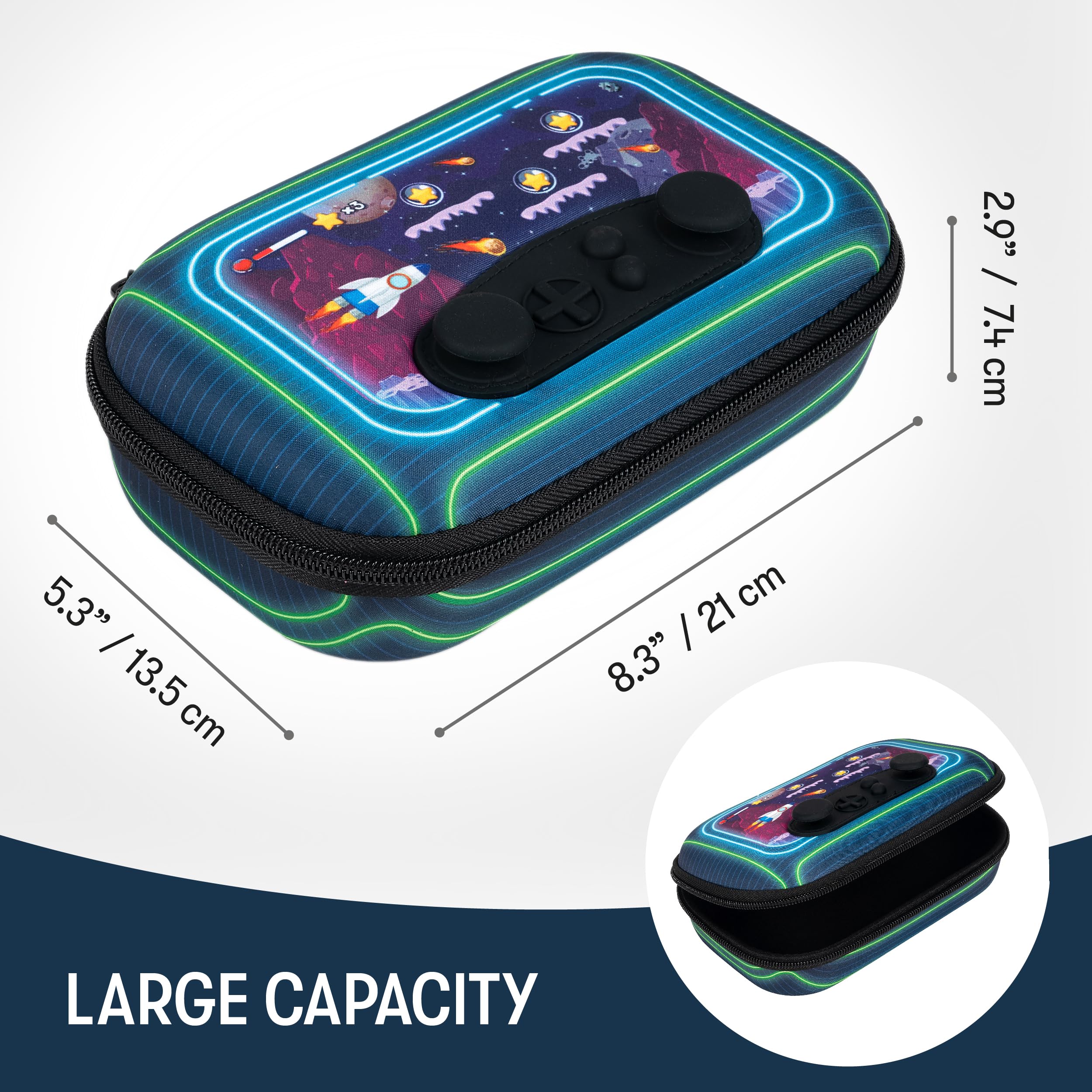 Video Game Controller Pencil Case - Large Capacity Pen Organizer With Zipper Compartments