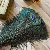 Vista 2 de Larryhot Plumas de pavo real artesanal a granel – 40 plumas de 18 a 20 pulgadas para manualidades, bodas, hogar y decoraciones de fiesta