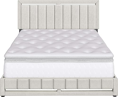 Miniatura 83 de Boyd Sleep Beaumont - Cama de plataforma tapizada con cabecero, base de colchón con 14 soportes de listones de madera, no requiere somier, piel