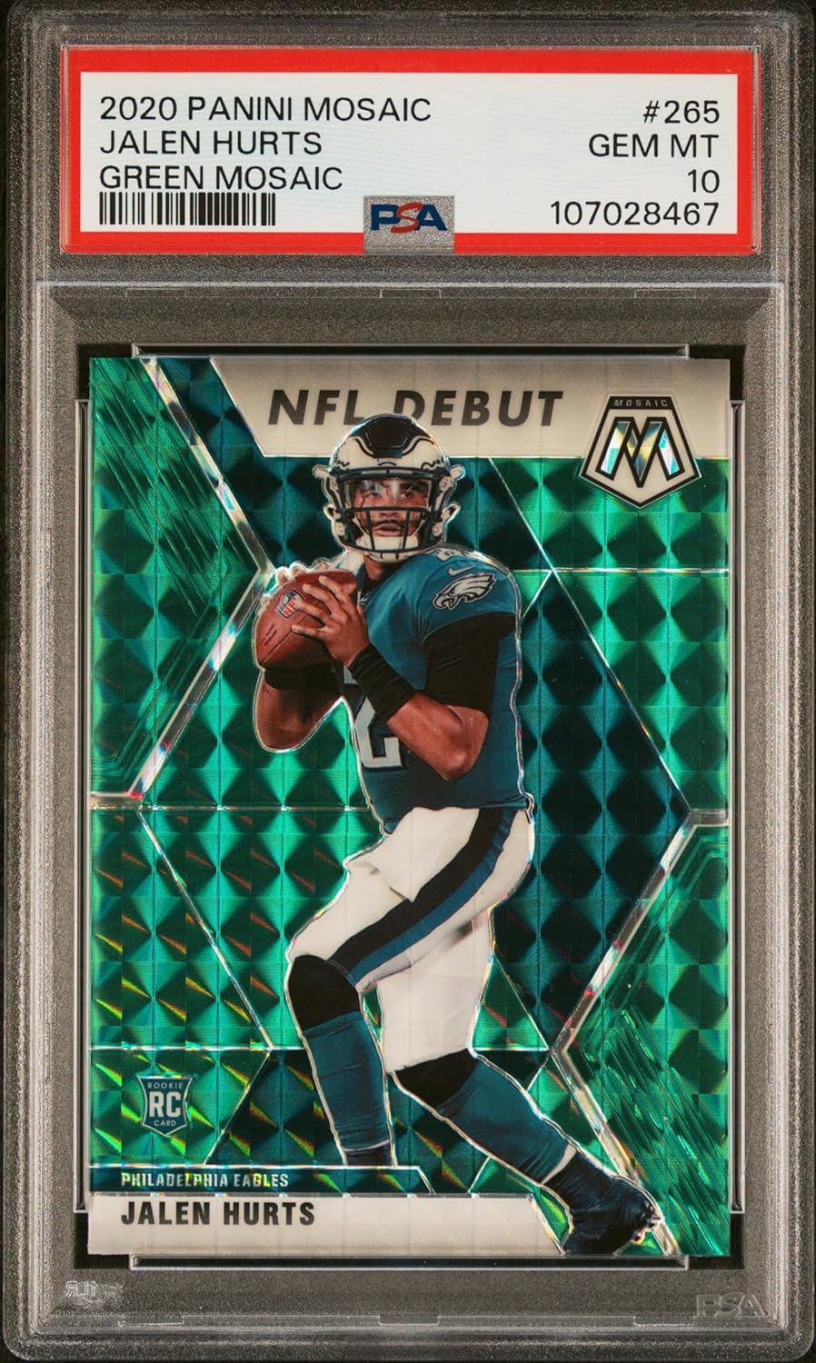 Jalen Hurts 2020 Panini Green Mosaic Football Rookie Card #265 Graded PSA 10