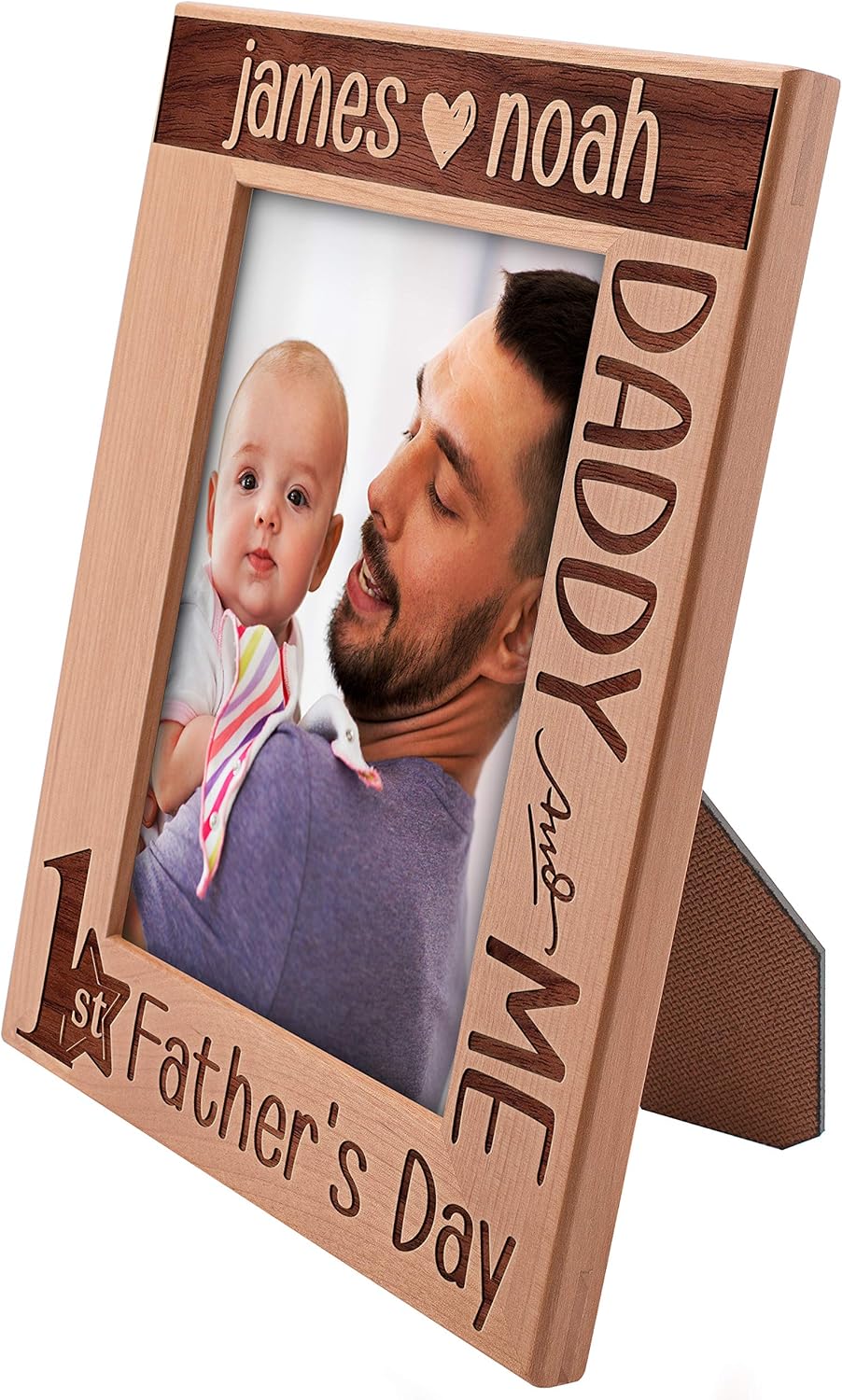 Be Burgundy GIfts for 1st Fathers Day, Personalized Daddy & Me Picture Frame with Names, 5X7, Dad Gifts from Baby Girl, First Time Dad Gifts from Baby Boy, Daddy and Me Picture Frame