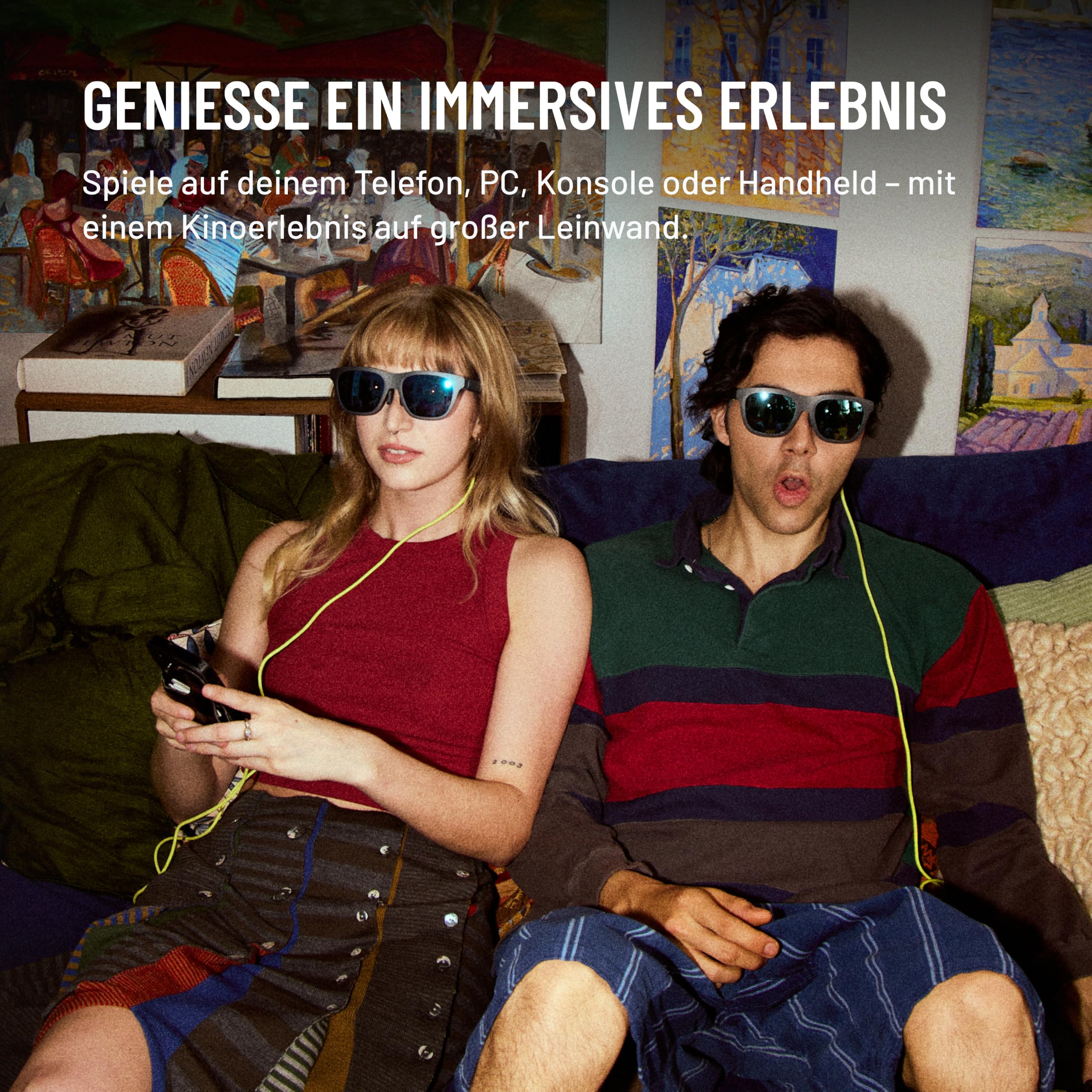 XREAL xbx a01+ AR Brille, 62g Ultraleicht, 147” Tragbarer Großbildschirm für Filme & Gaming, 1600 Nit Helligkeit, HDR10 Display, USB-C DP für iPhone, iPad, Android, Steam Deck, ROG & PC