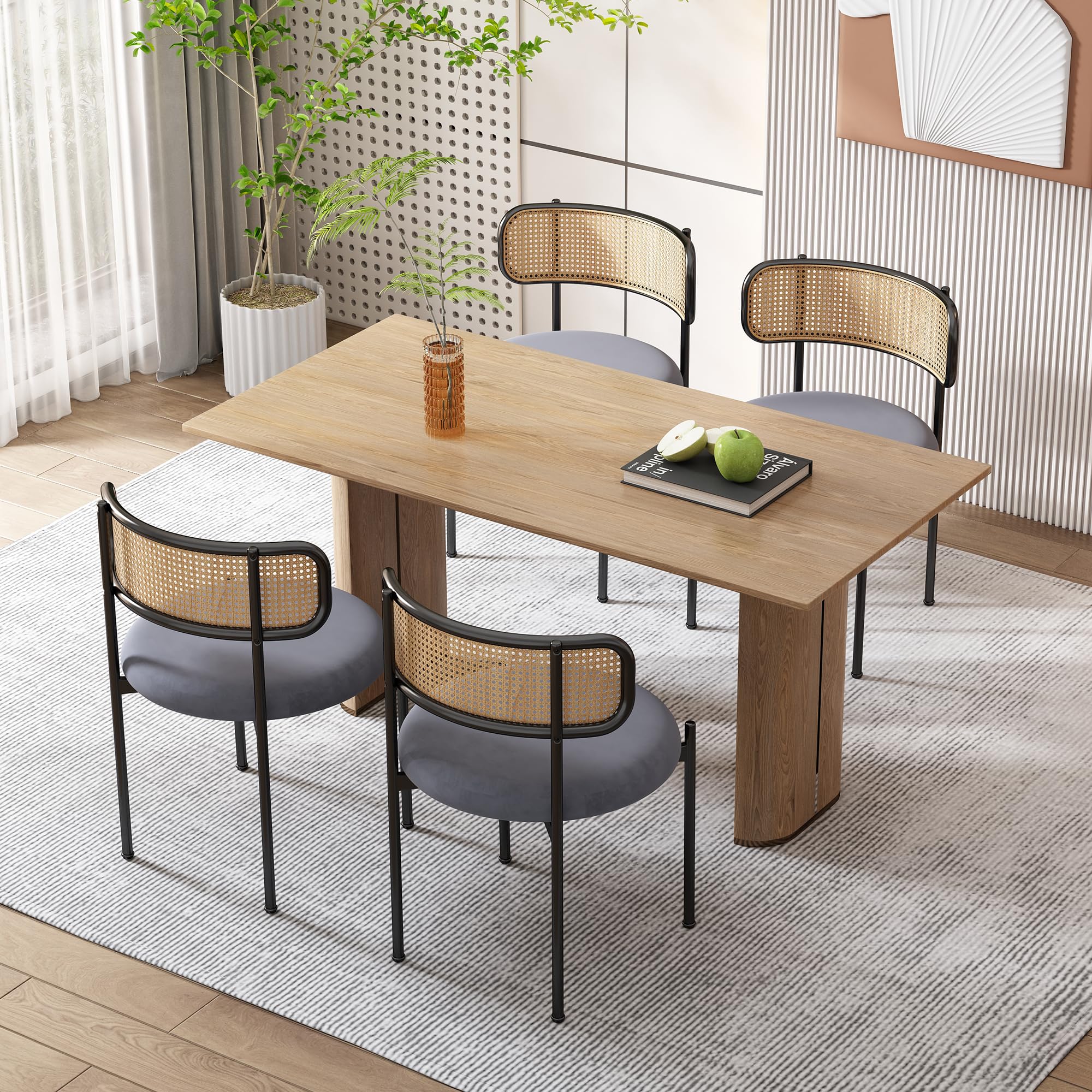 Lot De 4 Chaises De Salle à Manger Avec Accoudoirs - Design Moderne, Pieds Métal, Assise Confort