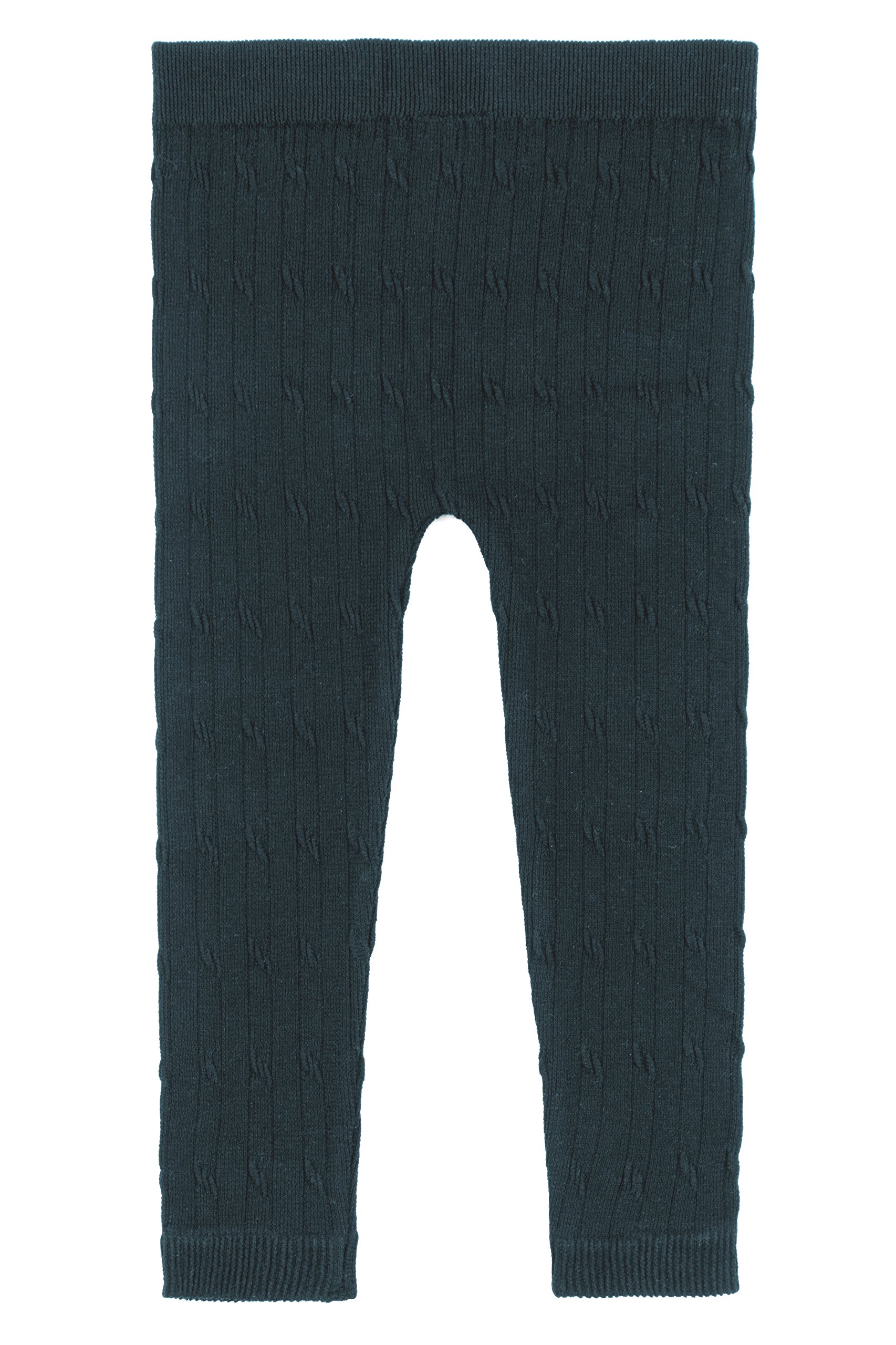 EMEM ApparelUnisex Boys Girls Baby Infant Medium Weight Seamless Full Ankle Length Cable Cotton Leggings Navy 12-18 Months