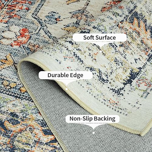 Miniatura 4 de Alfombra de pasillo de 2 x 6 pies, alfombra vintage lavable de 2 x 6 pies, antideslizante, sin pelusas, tapete para pasillo de cocina, tapete para