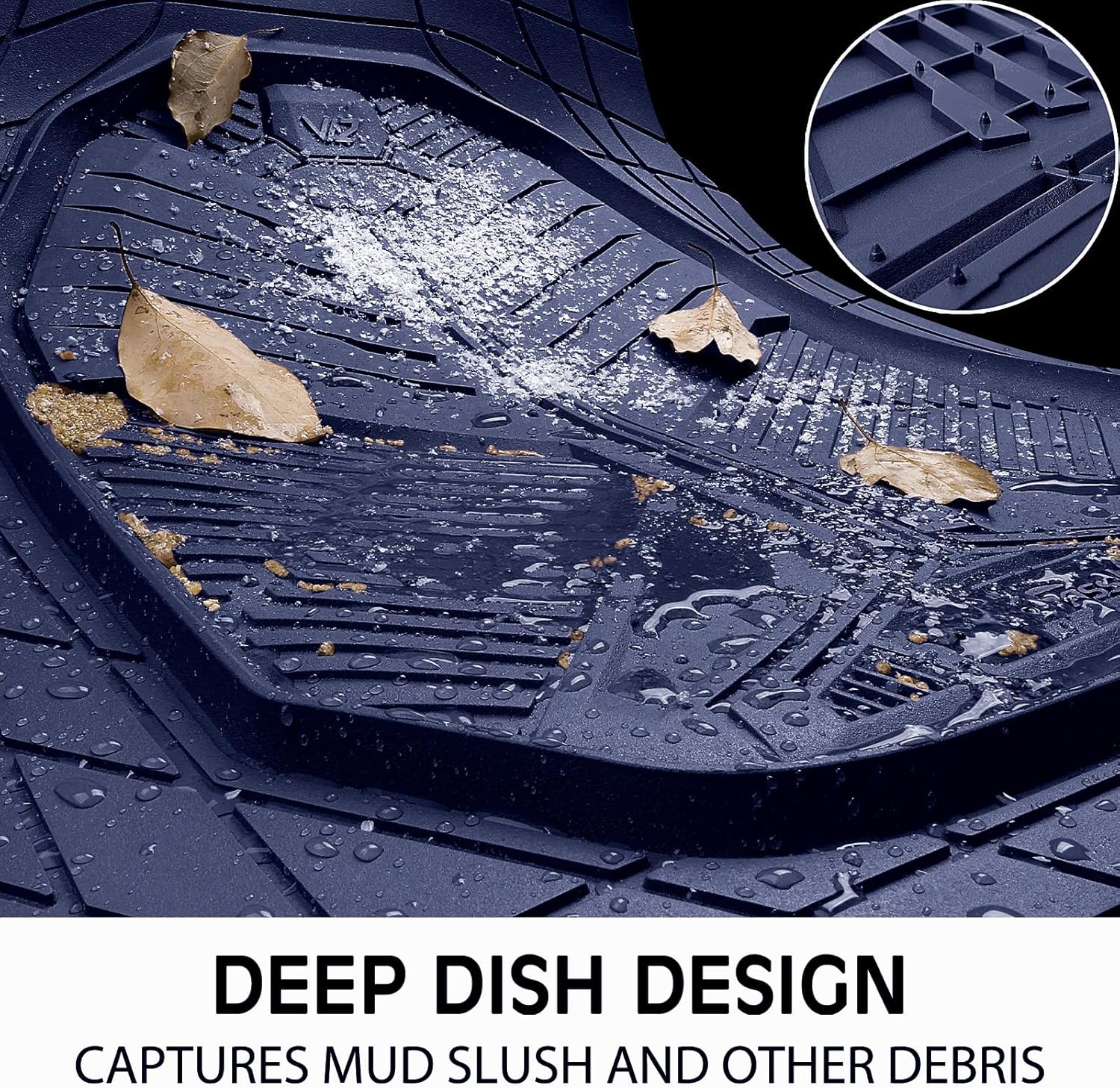 CAR PASS Heavy Duty Rubber Car Mats with Cargo Liner, Deep-Dish Car Floor Mats and Trunk Mat All Weather, Universal Trim-to-Fit for SUVs Trucks Sedans, Waterproof Anti-Slip, Trimmable V12 Blue - Image 4