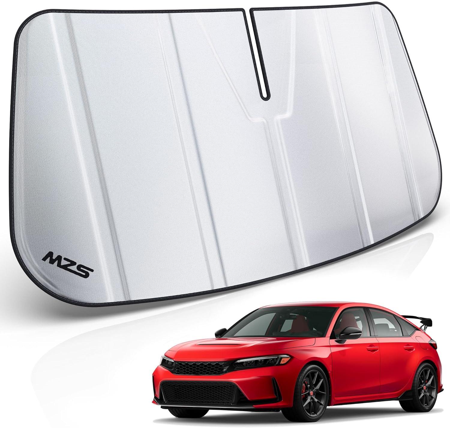 MZS Windshield Sun Shade Compatible with Civic 2022-2026, Foldable Car Front Window Sunshade with Storage Pouch, Sun Visor Shield Accessories for Interior Protector