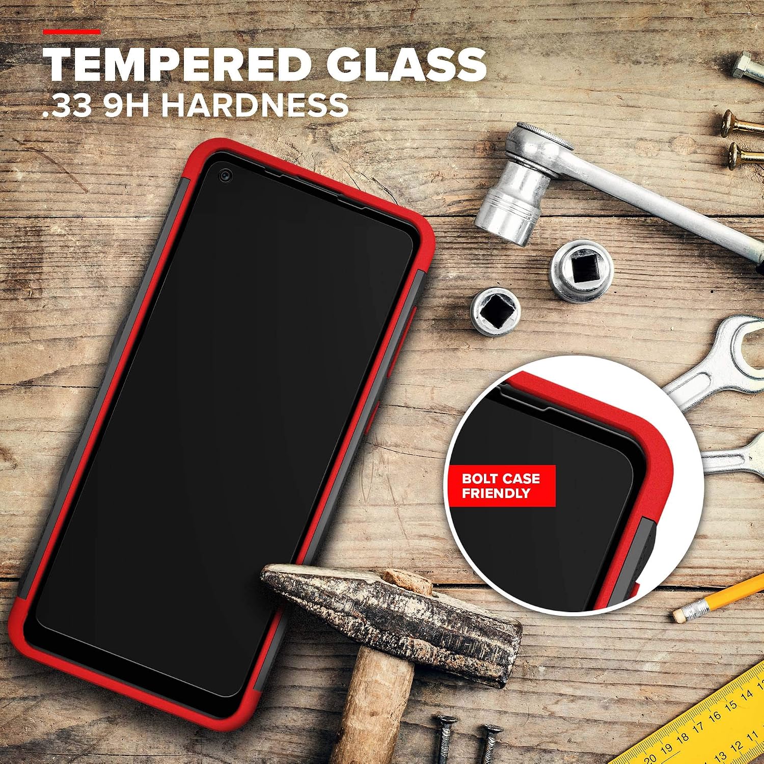 ZIZO Bolt Series for Samsung Galaxy A21 Case with Screen Protector Kickstand Holster Lanyard - Black & Red