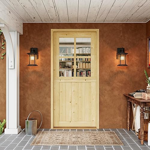 Miniatura 7 de Tablero de Puerta Holandesa para Interior y Exterior, 36" x 80", Universal 4 Lite Vidrio Templado Transparente Puerta Individual Dividida, Puerta de