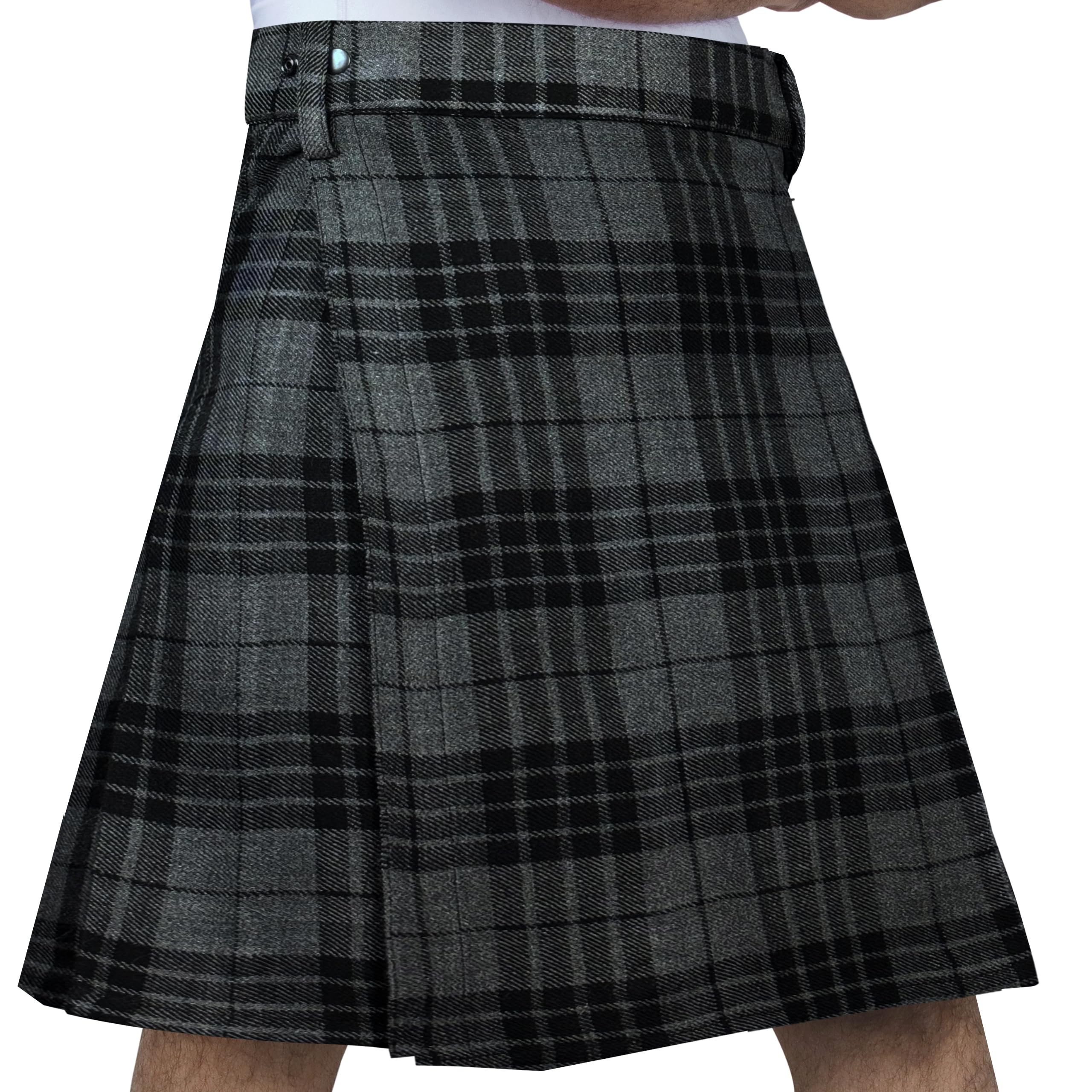 DSS KILTS- Adjustable Tartan Kilt for Men Lightweight Quick Wear Velcro Wrap Knife Pleats Belt Loops Casual Scottish Kilt, Grey Watch Tartan, 40-42