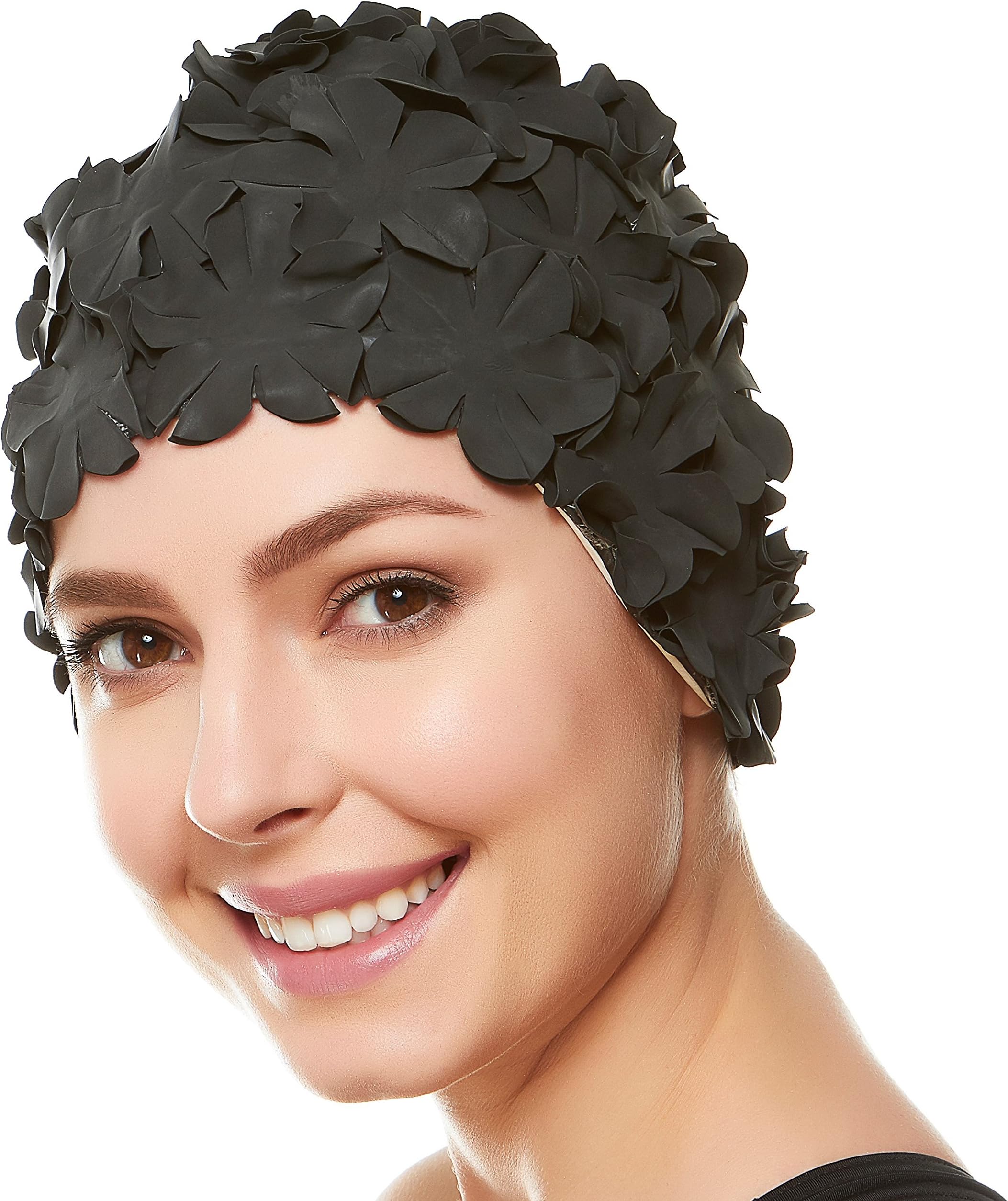 Floral Petal Swim Cap for Women – Retro Style Vintage Bathing Cap Swimming Hat for Long and Short Hair