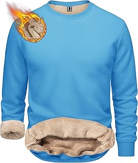 TACVASEN Men's Sweatshirts Warm Fleece Jumpers Sherpa Lined Pullover Sweater Classic Cotton Winter Sweatshirt