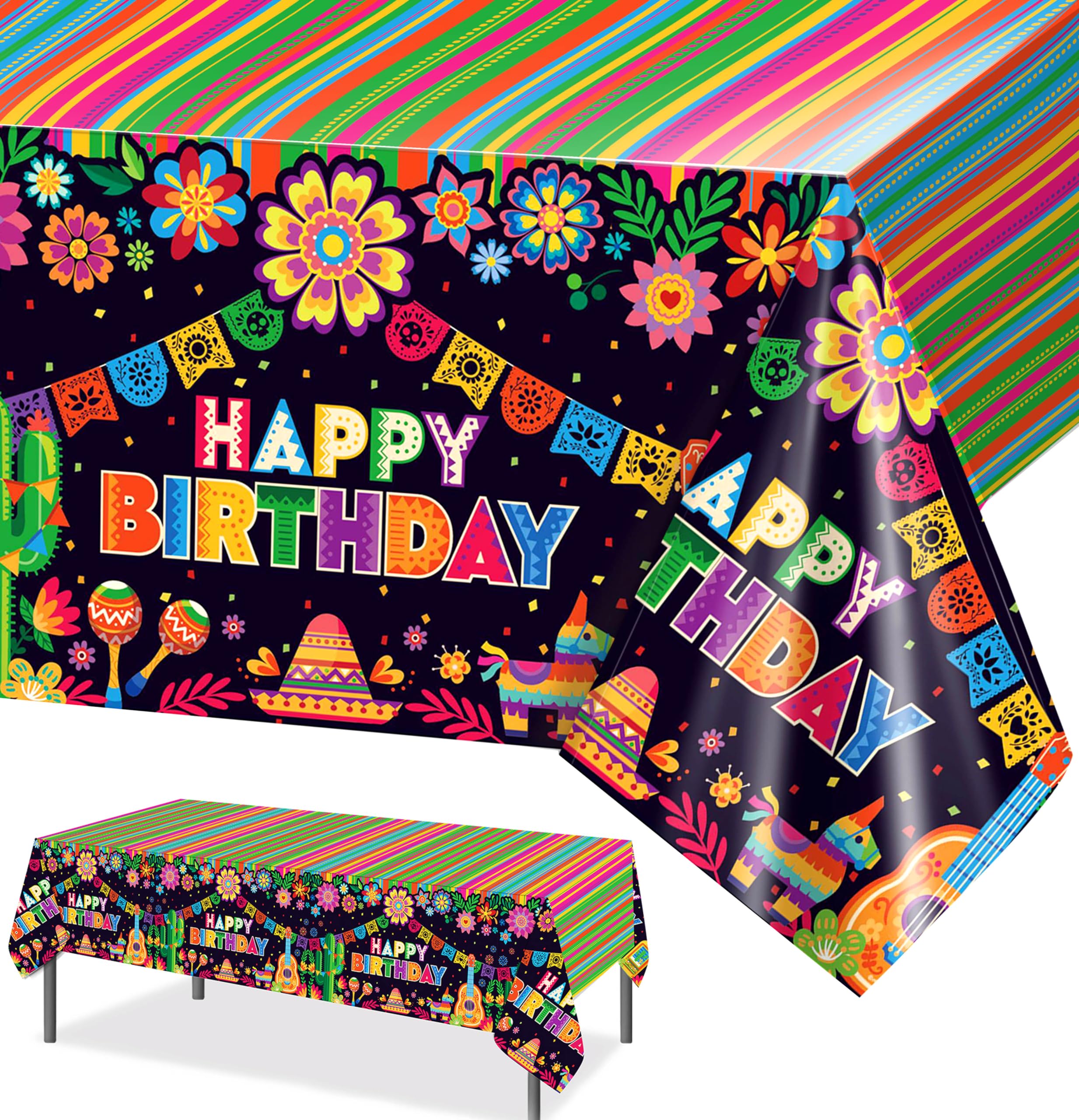 Nappe mexicaine en plastique lot de 3 PHOGARY 130x274 cm pour déco fête