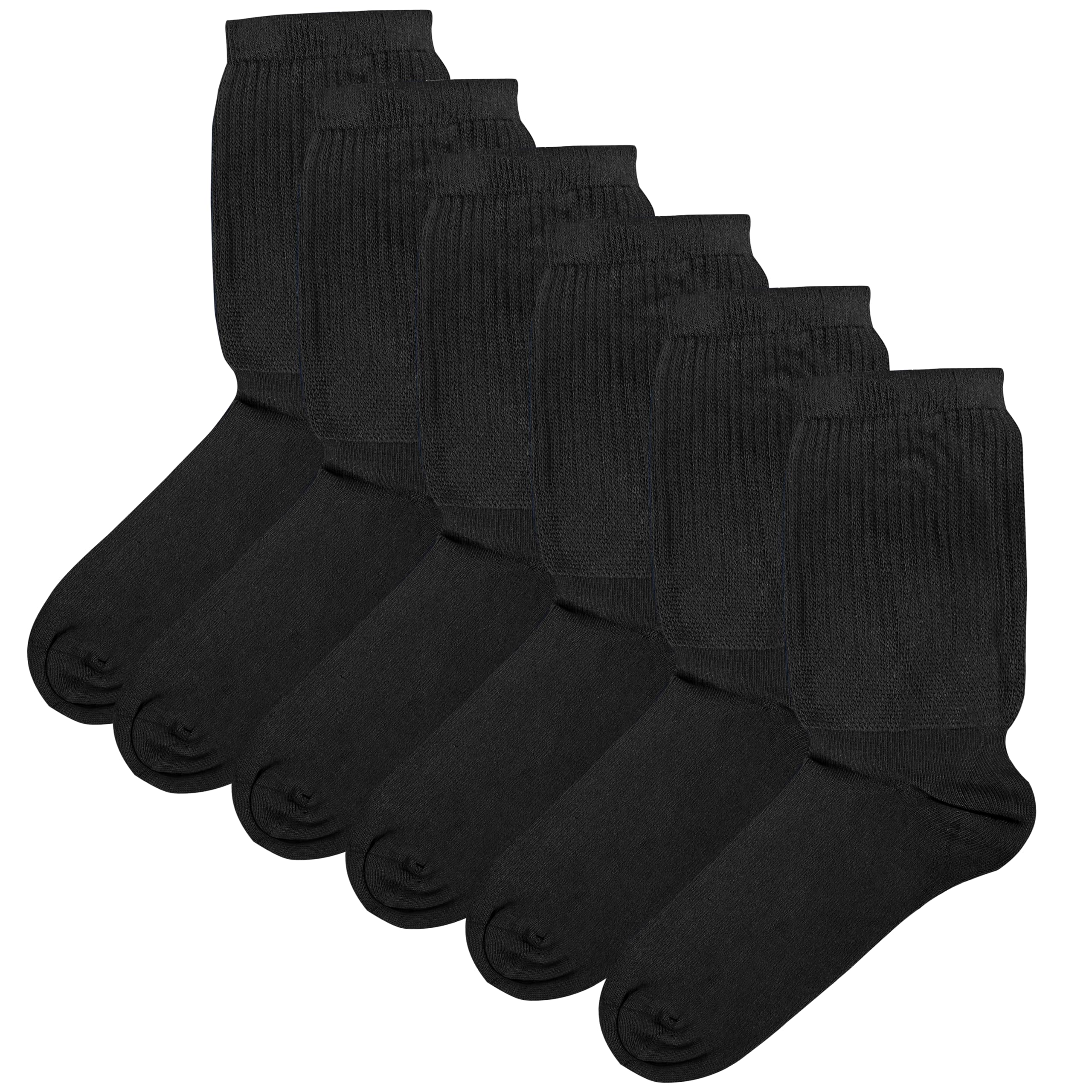 Sock StackPack of 6 Women's Extra Wide Bamboo Socks Ultra Soft Loose Top Breathable Ladies Sock Non Elastic Gentle Cuff Perfect for Everyday Wear UK Size 4-8