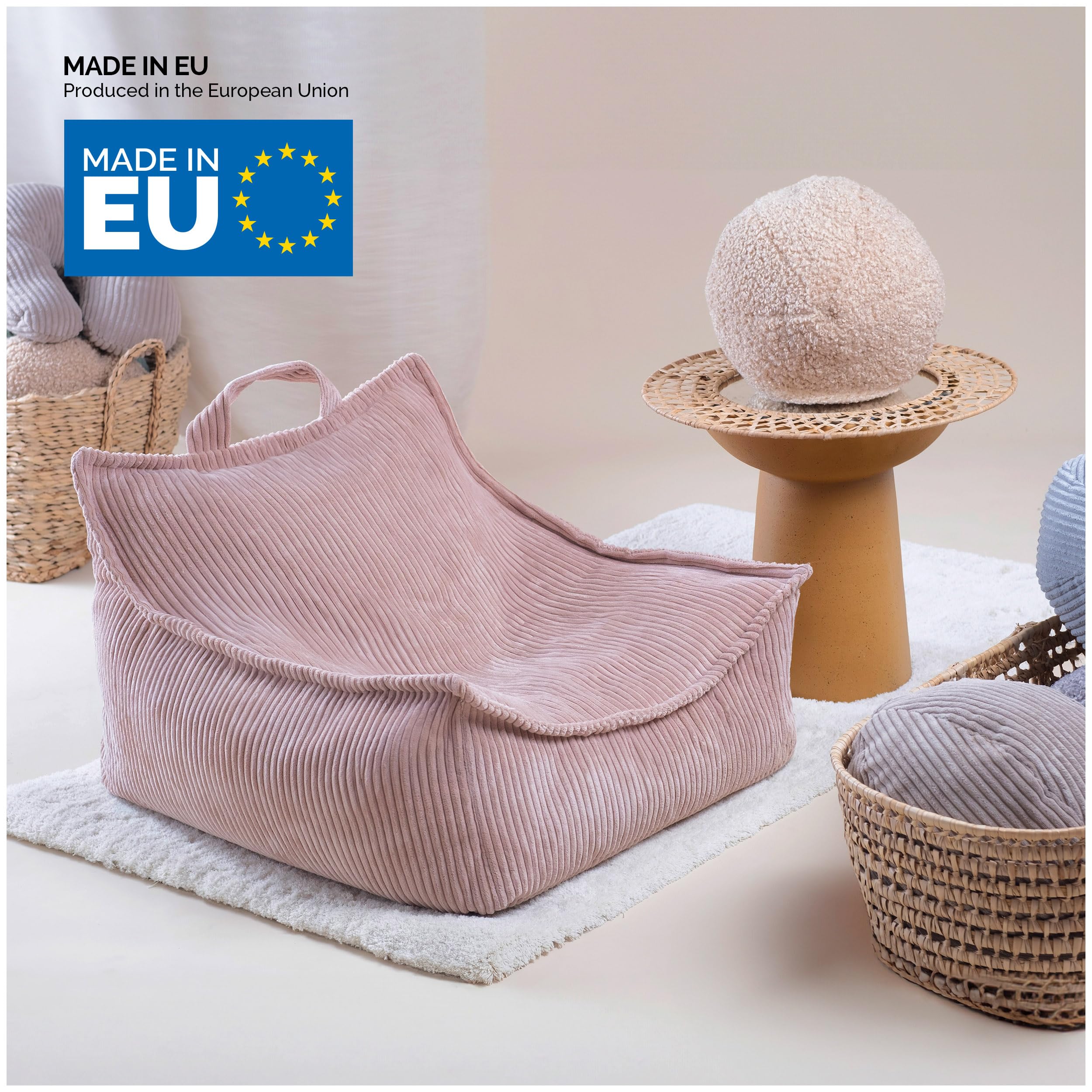 MISIOO Pouf Salon 77x67x50 cm - Pouf Chambre Élégant et Confortable - Bean Bag Enfant Doux et Résistant pour Décoration Intérieure - Idéal pour la Chambre d'enfant