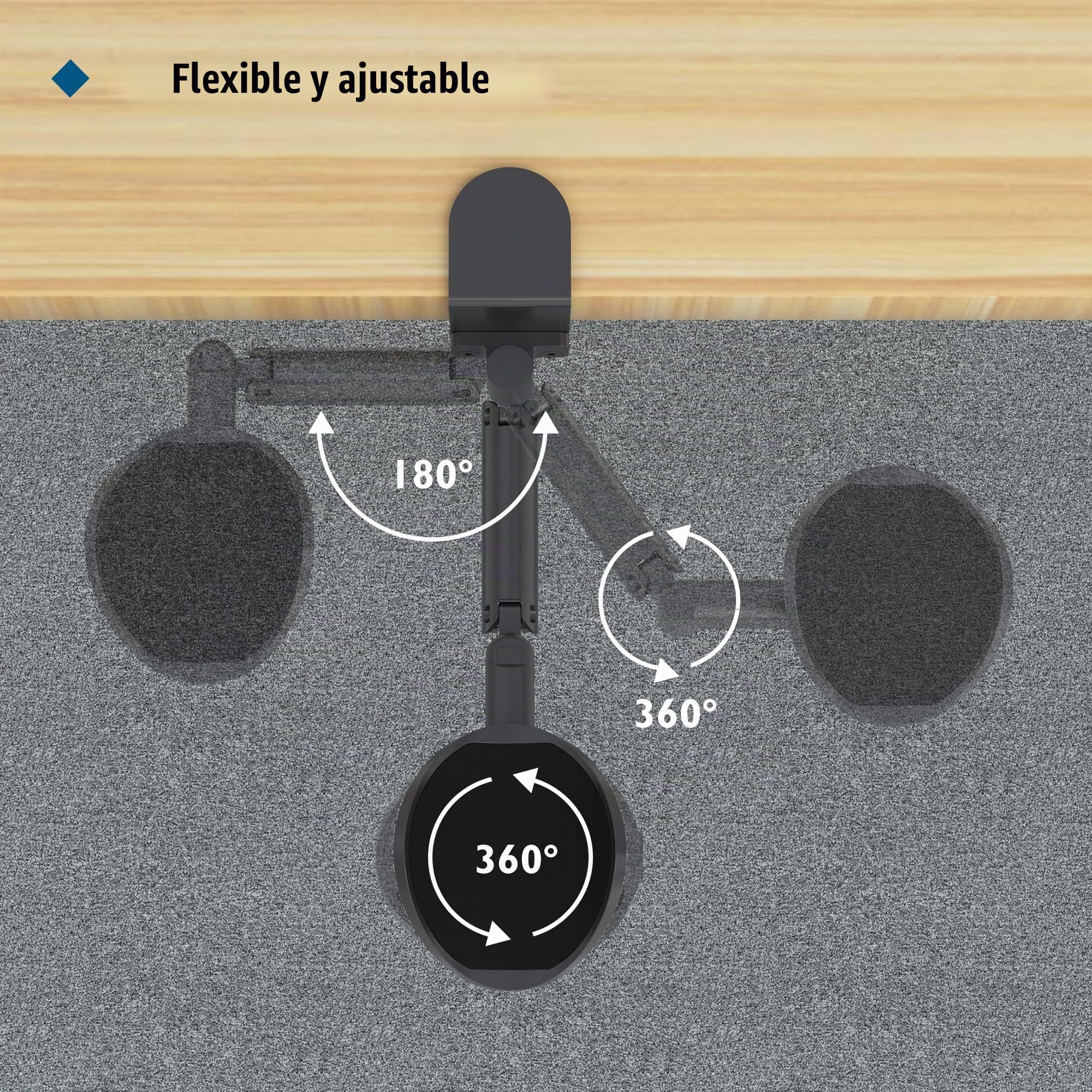 BONTEC Soporte Ergonómico para Reposabrazos para Escritorio, Reposabrazos, Soporte Giratorio para Reposamuñecas (Negro), Extensible y Ajustable, Material de Aluminio