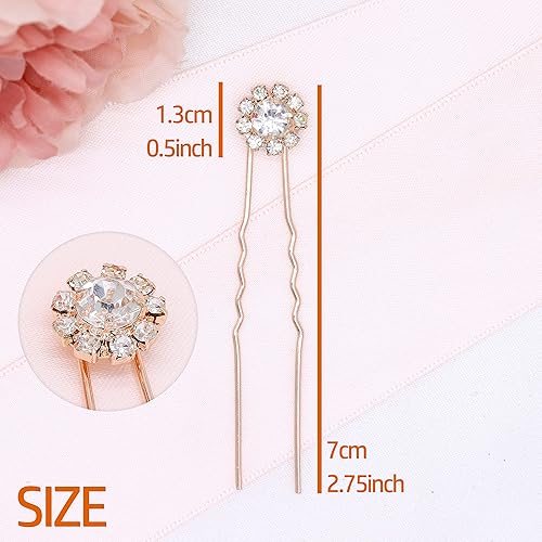 Miniatura 3 de Pinzas de cristal para el cabello, accesorios para el cabello, joyería con diamantes de imitación para novias y damas de honor, juego de 12 (oro