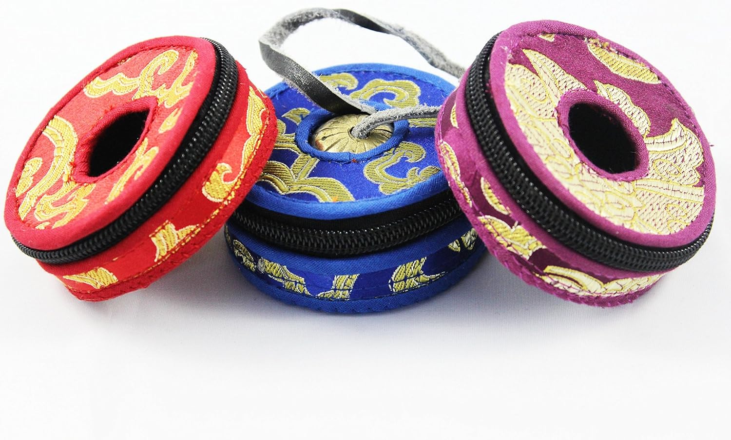 Tingsha/Tibetan Meditation Bell/Finger Cymbals with free Silk Case by Nepalese Handicraft Zone (Brass)