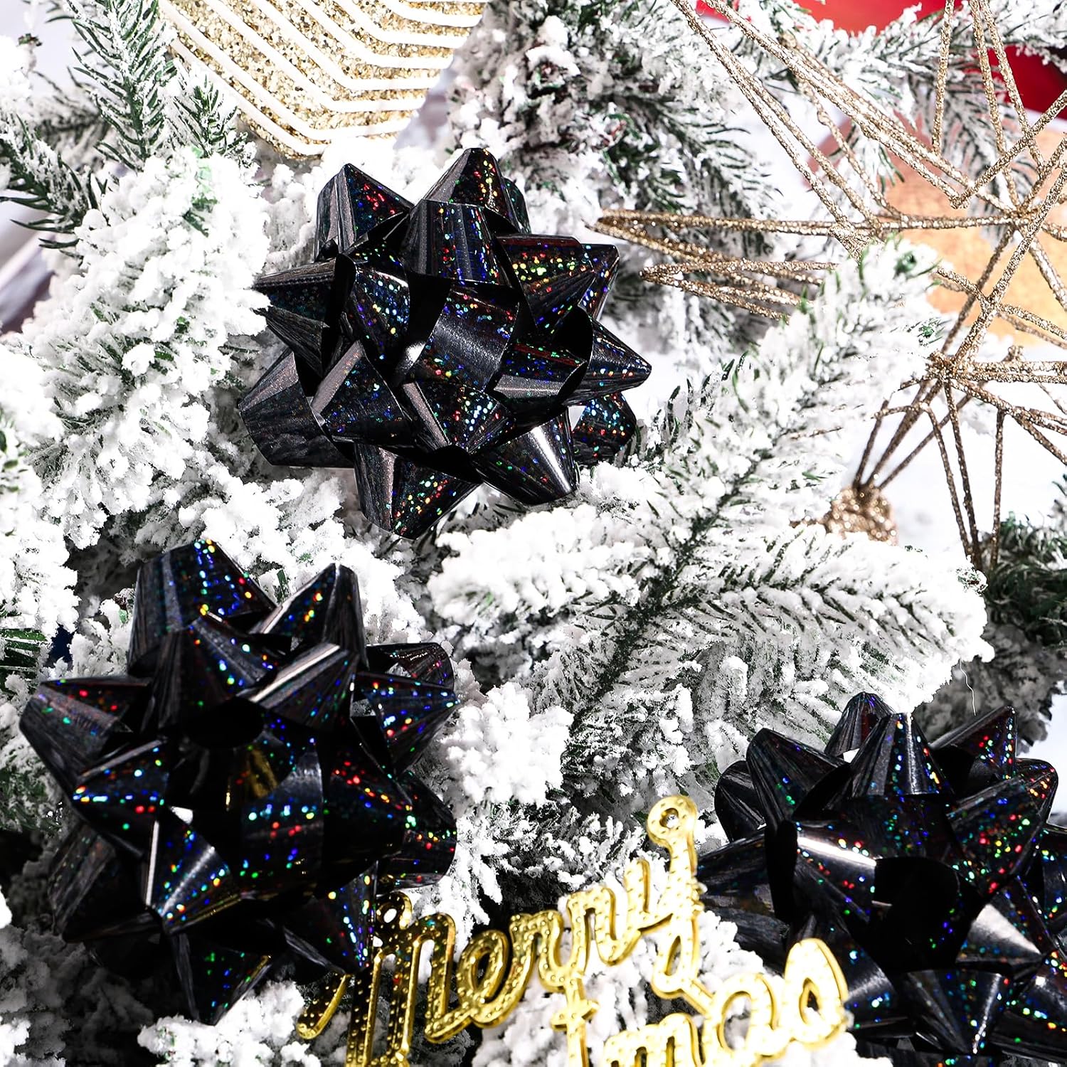 WRAPAHOLIC 4 Inch Metallic Black Gift Bow Assortment (12 Bows) for Birthday, Wedding, Christmas, Baby Shower, Bridal Showers - Image 7