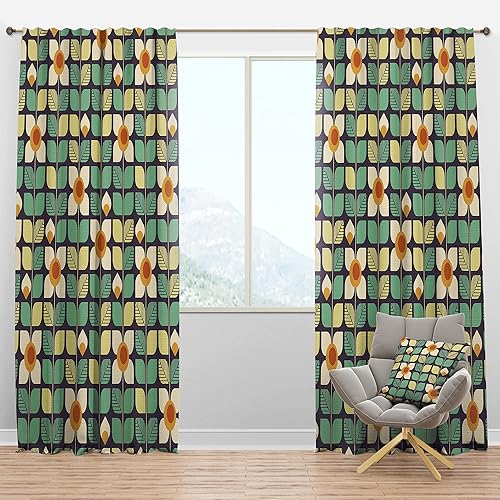 Cortinas opacas con diseño botánico retro III, cortinas para dormitorio, cortinas para sala de estar, cortinas con aislamiento térmico, panel