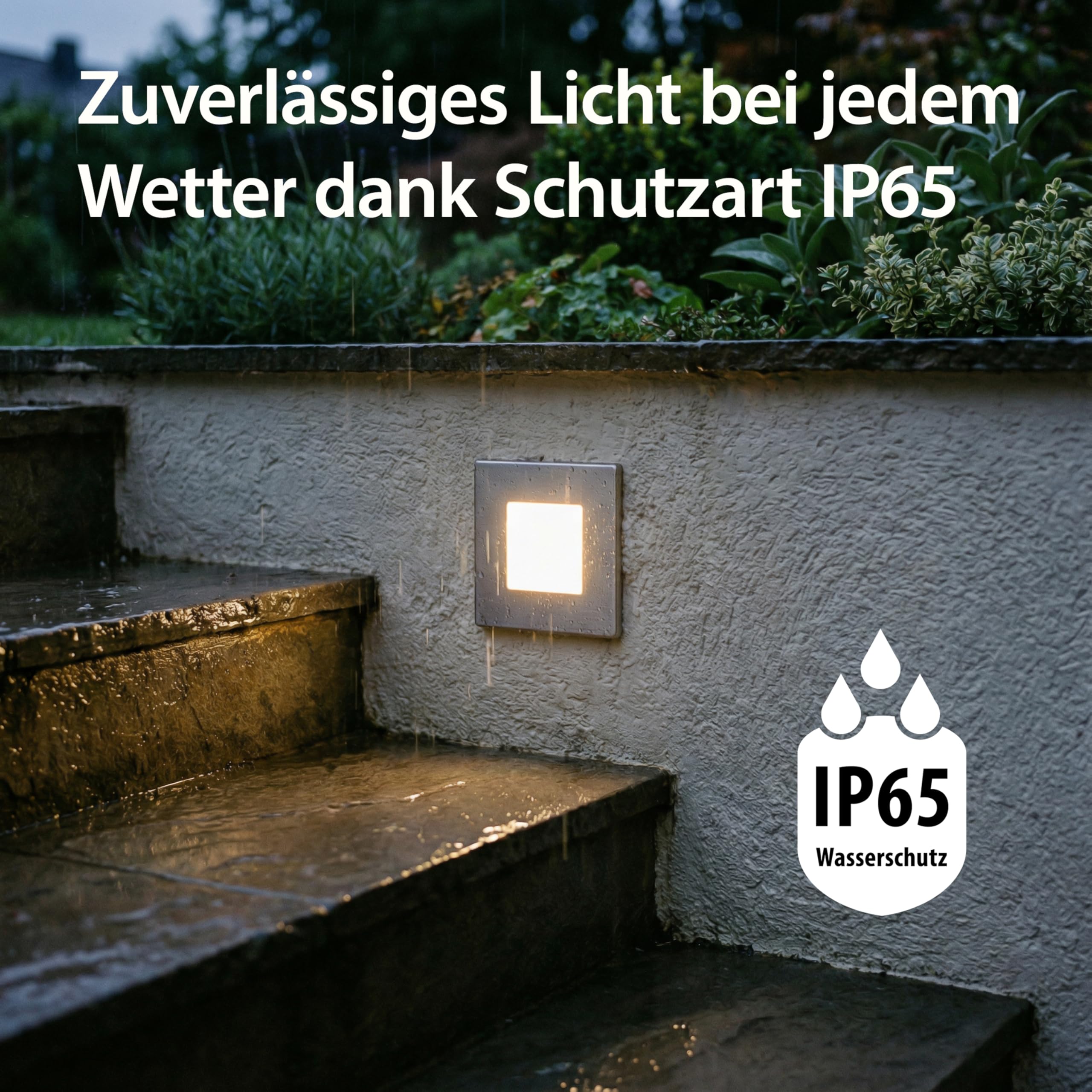 ledscom.de 10x LED Treppenlicht/Wandeinbauleuchte FEMA für innen und außen, eckig, edelstahl, 80 x 80mm, warmweiß