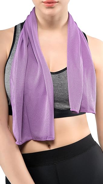 JUKEBOX Soak - Squeeze - Swing Unisex Polyester Polyamide Microfiber Cooling Towel Instantly Cools for Workout like Gym, Sports, Yoga, Pilates, Running, Camping, Dancing and More (Light Purple)