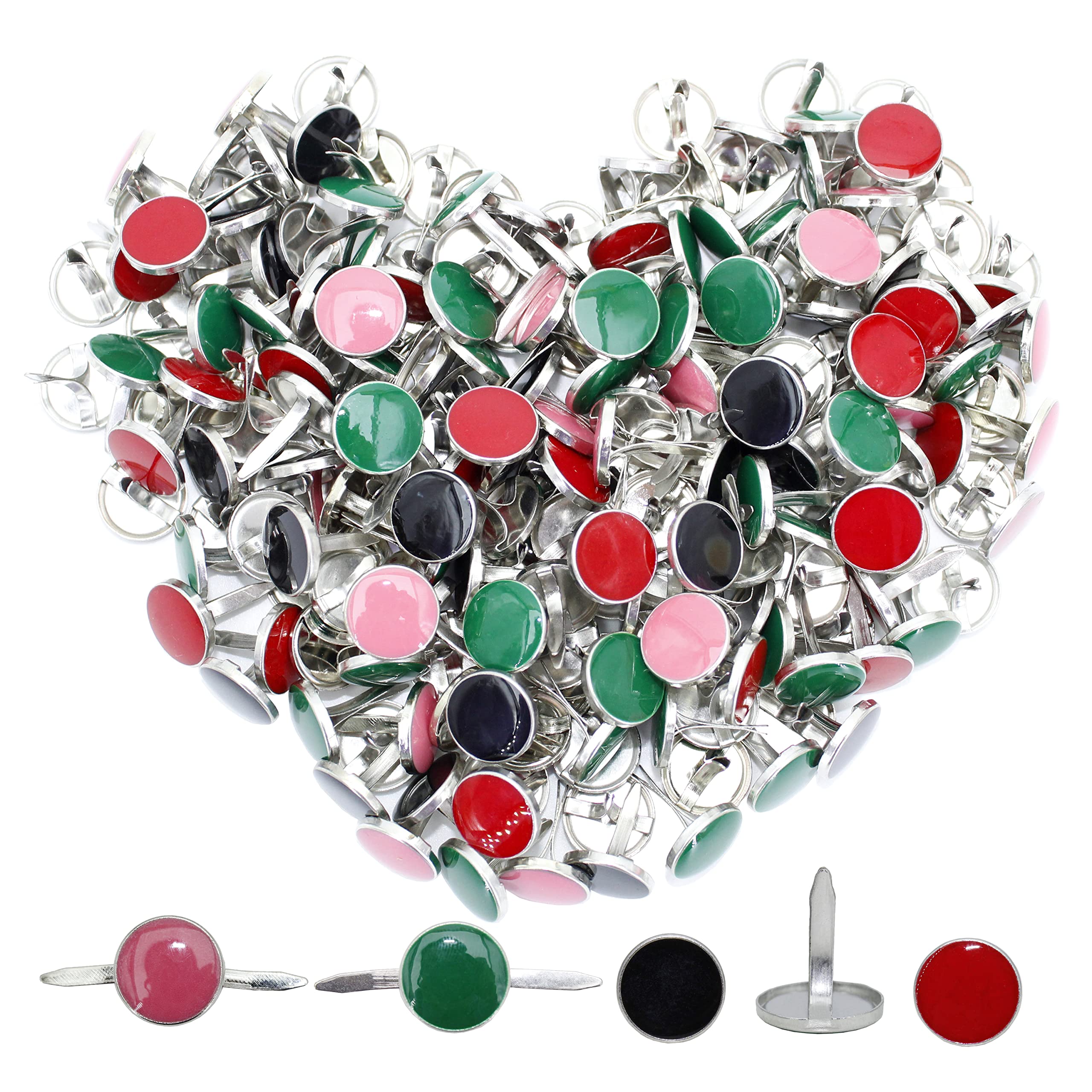 BestartstoreColorful Scrapbooking Brad - 200pcs 12mm Creative Mixed Colors Epoxy Metal Brads Art Craft Paper Fasteners Brads Stamping Scrapbooking Card Making Fastening Supplies