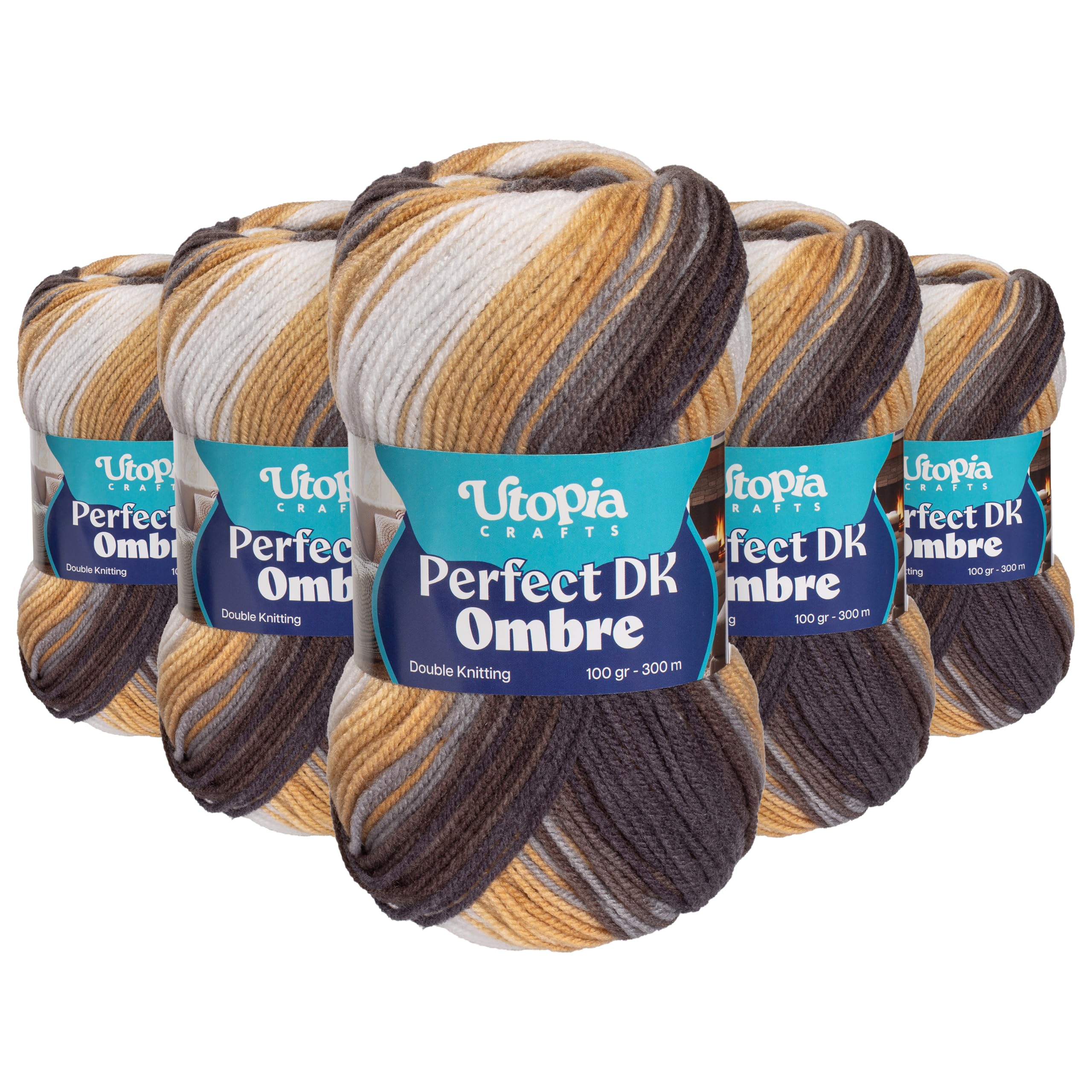 Utopia Crafts DK Ombre Multicolour Double Knitting Yarn 5X 100g (003)