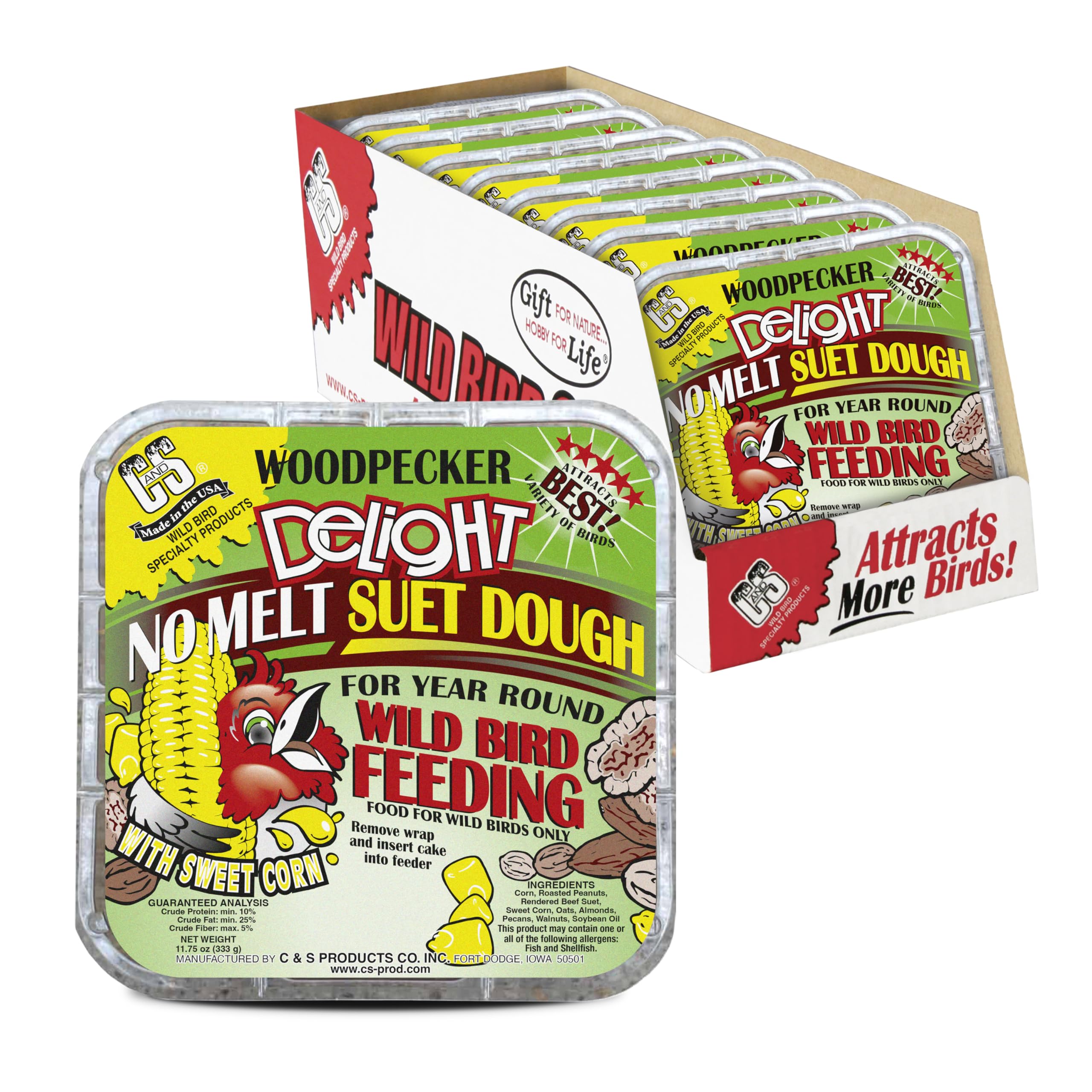 C&amp;S Woodpecker Delight No Melt Suet Dough, Suet Cakes for Wild Birds