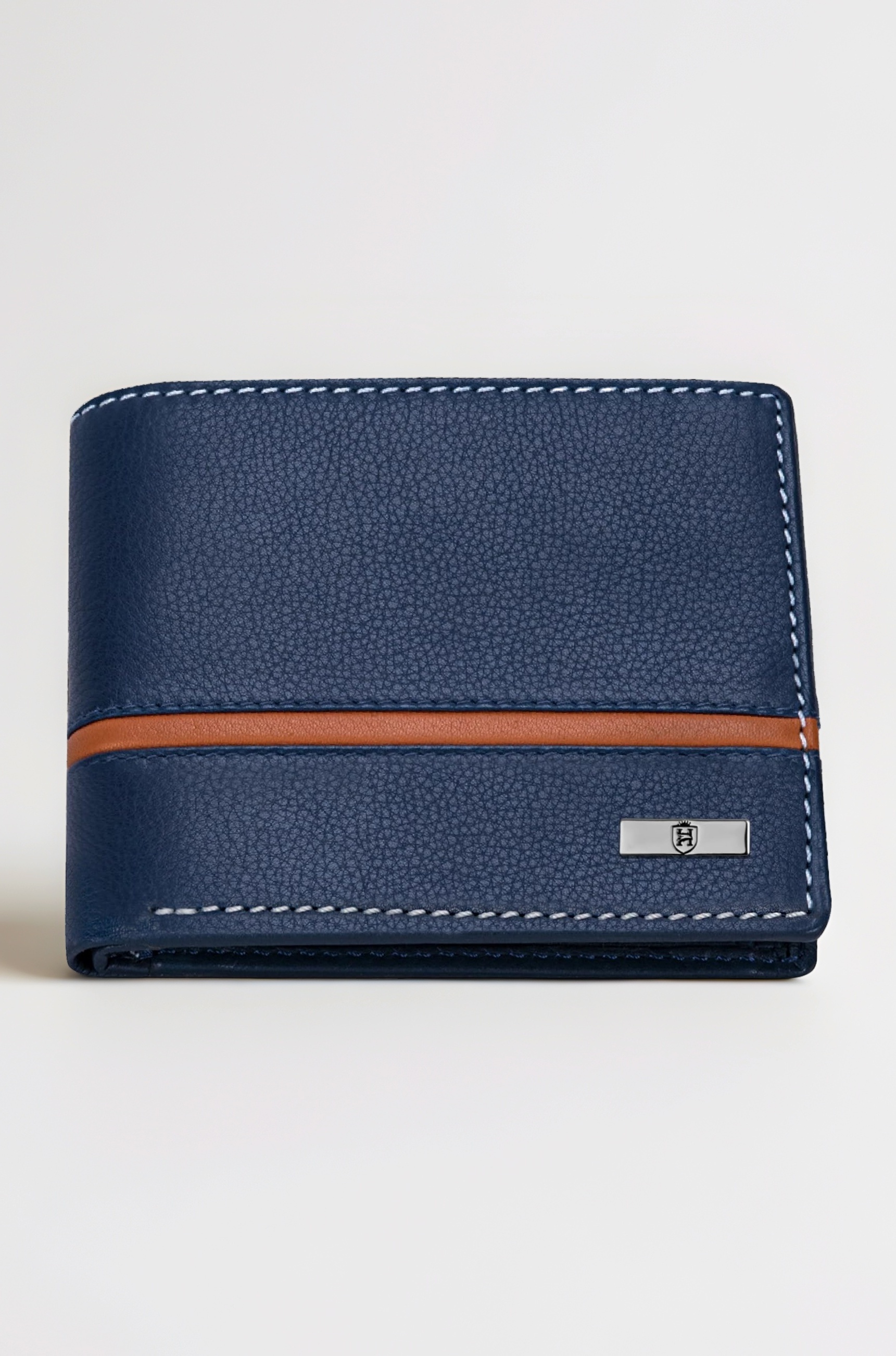 Denial Navy Leather Wallet for Men | Genuine Leather Wallet with RFID Blocking | Purse for Men