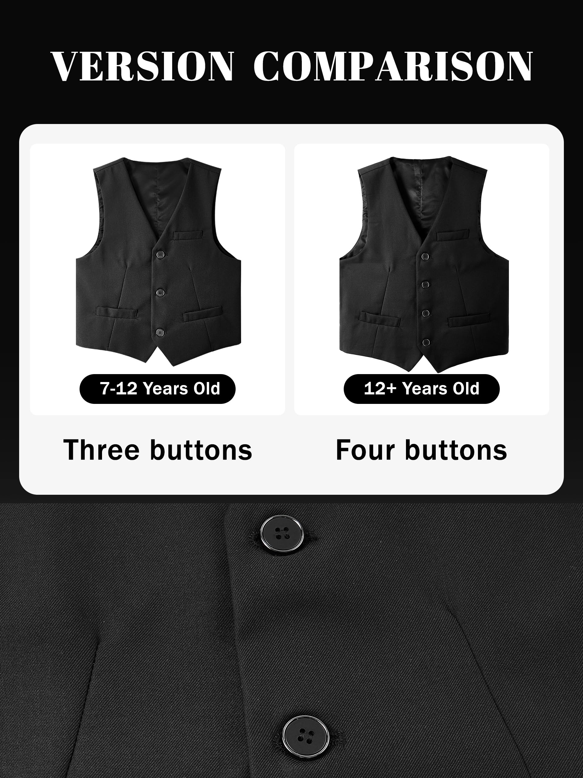 LOLANTA Gilet da Cerimonia per Ragazzi, Gilet da Smoking Monopetto Completamente Foderato per Matrimonio 7–14 Anni - 5