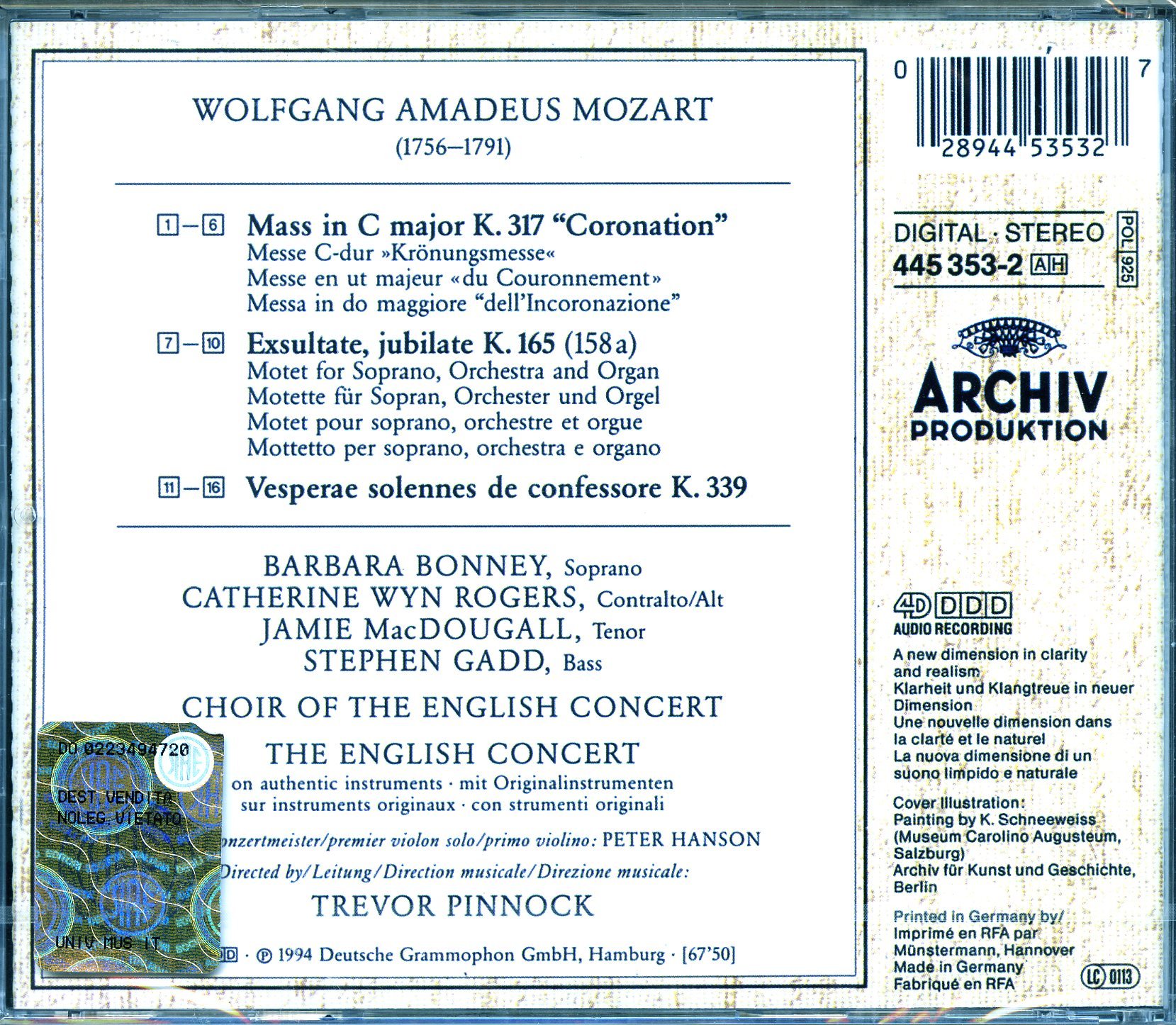 Mozart : Messe du Couronnement / Exsultate, jubilate / Vesperae solennes
