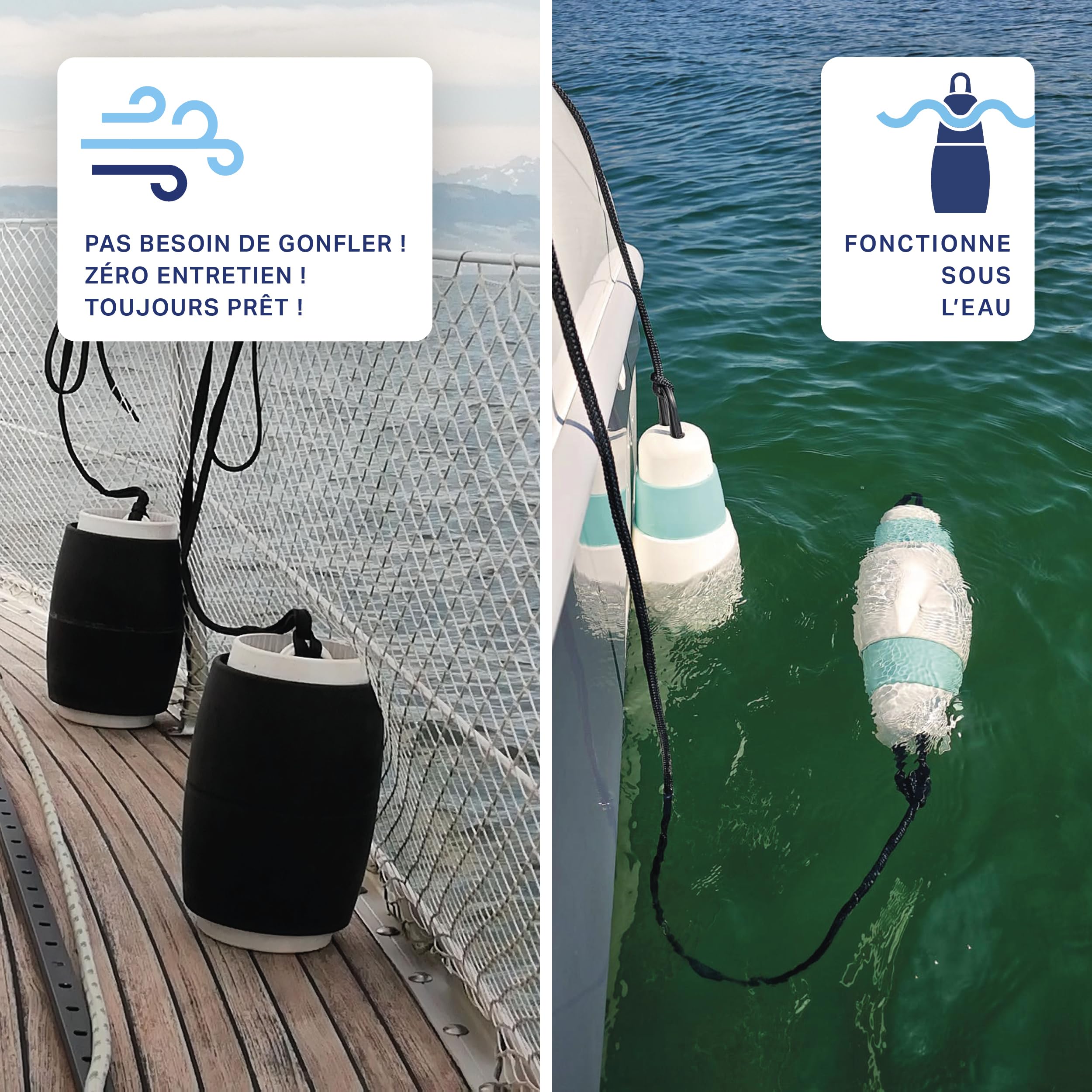 Pare-battage télescopique – Fender de qualité supérieure Peu encombrant pour Bateaux, sans Entretien, sans air et sans Bruit, sans grincement pour voilier et Bateau à Moteur