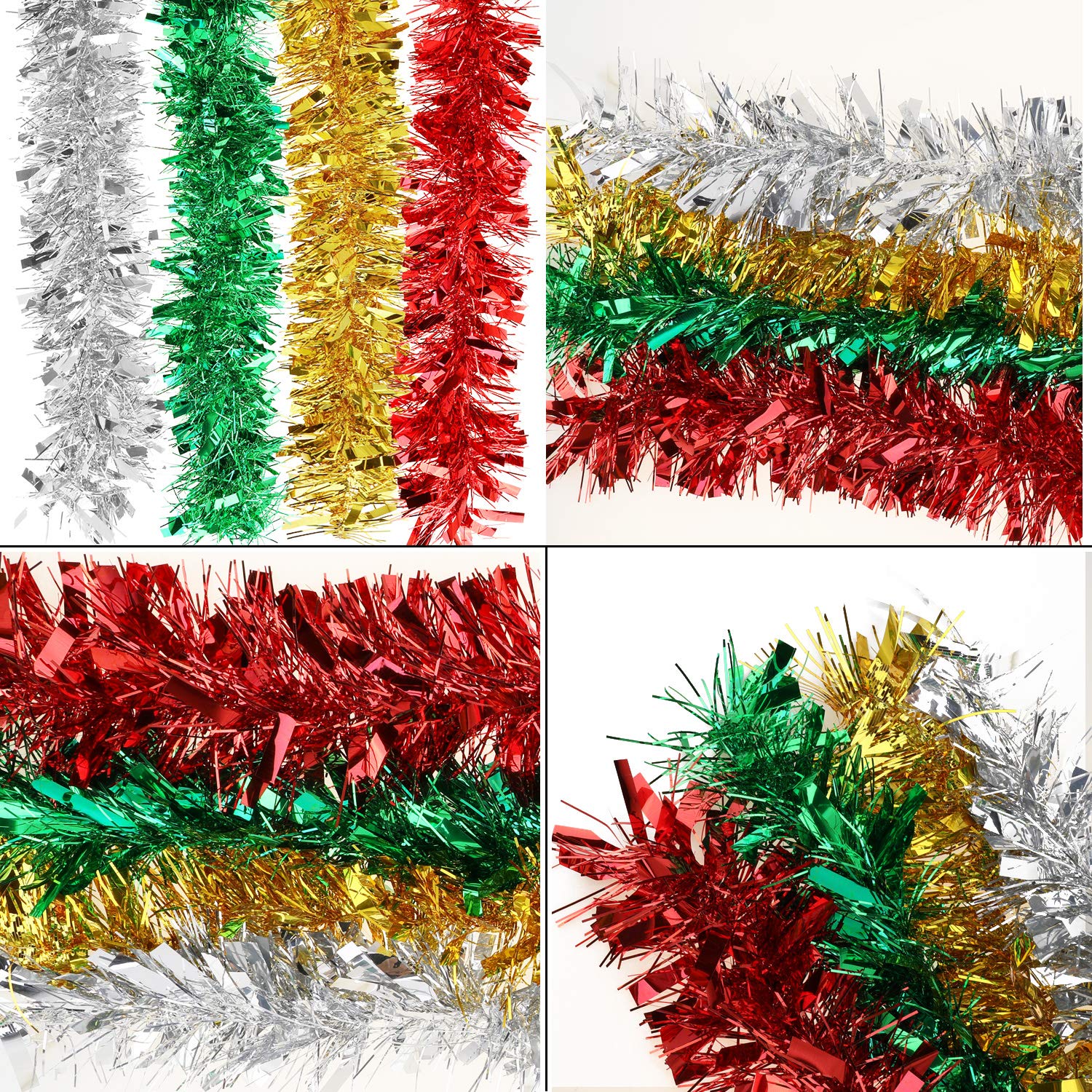 8 Ghirlande Natale 14 Metri - Verde Rosso Argento Oro Per Decorazioni - Foto 9