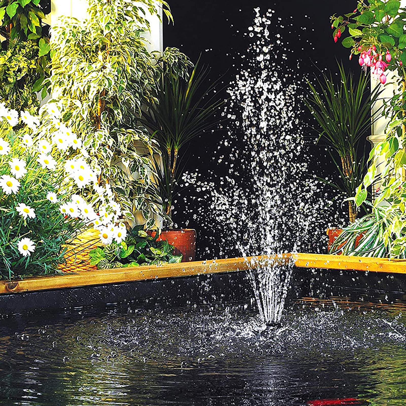 Fontana Pompa Ugello Set Regolabile Altezza Cascata Spruzzatore per Pompa Sommergibile Nero