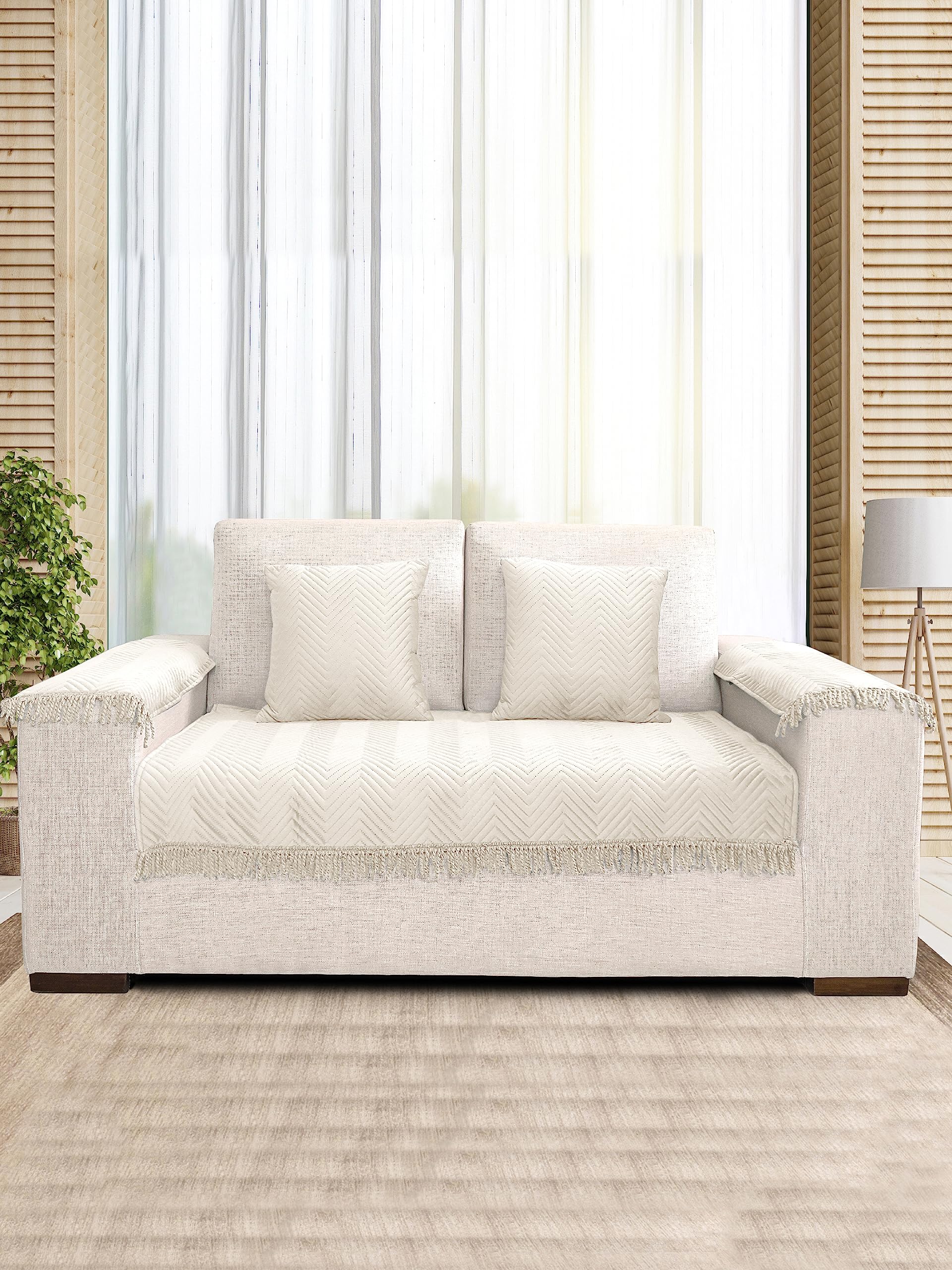 SARAL HOME EASY LIVING Chevron Sofa Cover Set(1 Seat Cover,2 Cushion Covers,2 Arm Covers)