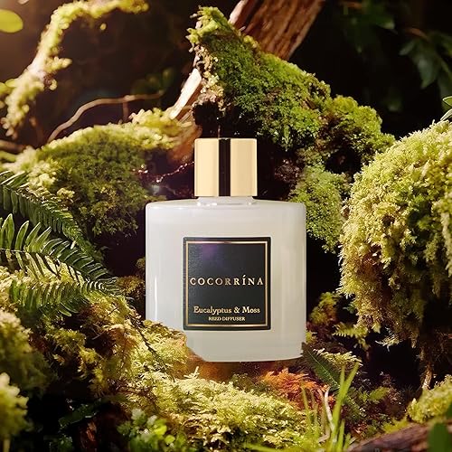 Vista 3 de Cocorrína Reed Diffuser Sets- Eucalyptus & Moss Scented Diffuser with Sticks Home Fragrance Reed Diffuser for Bathroom Shelf Decor