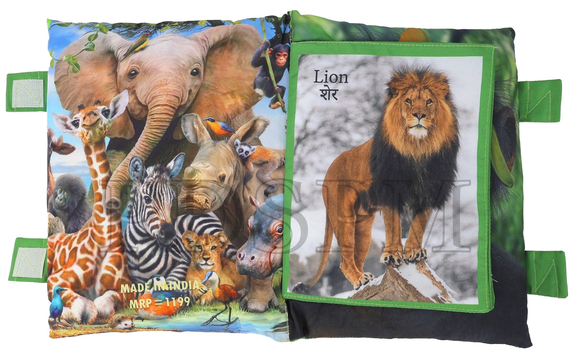 PDSPM Peek-A-Boo Learning Cushion Pillow Book | Soft Cloth Book Activity Toy | Jungle Animal Book for Kids | Animals Picture and Names Early Development Busy Book, 2
