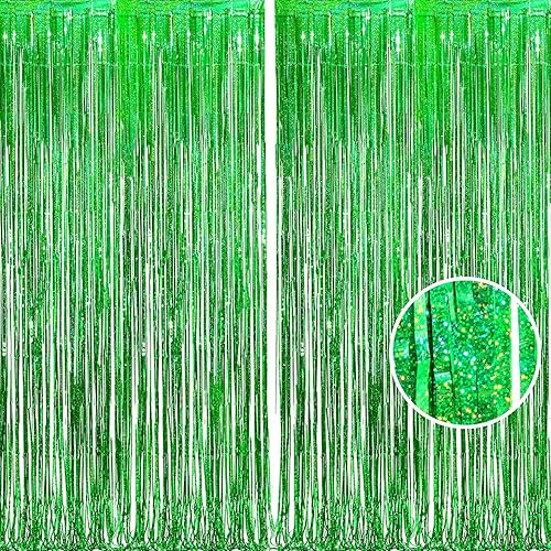 Miniatura 45 de BRAVESHINE Cortinas de fondo de fotos de oropel – Paquete de 2 cortinas de flecos de papel de aluminio negro y naranja de 3.2 x 8.2 pies para