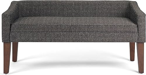 Miniatura 5 de SIMPLIHOME Parris - Banco tapizado de 50 pulgadas de ancho, asiento de pasillo tapizado en gris oscuro, banco contemporáneo para entrada o sala de