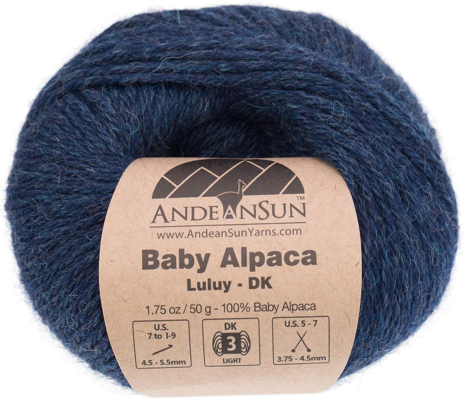 (Set of 3 - Heather Color) 100% Baby Alpaca Yarn Not Wool [328 Yards Total] Denim Heather, #3 DK