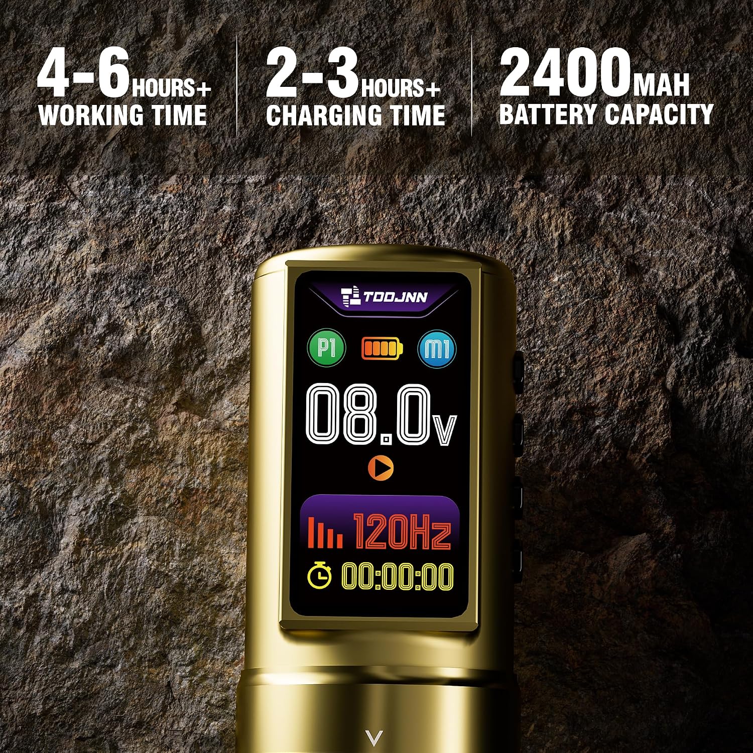 Complete Wireless Tattoo Kit for Beginners, Gold Rotary Tattoo Pen with 1.47” OLED Display, 2400mAh Battery, Adjustable Stroke + Full Supplies (Golden)