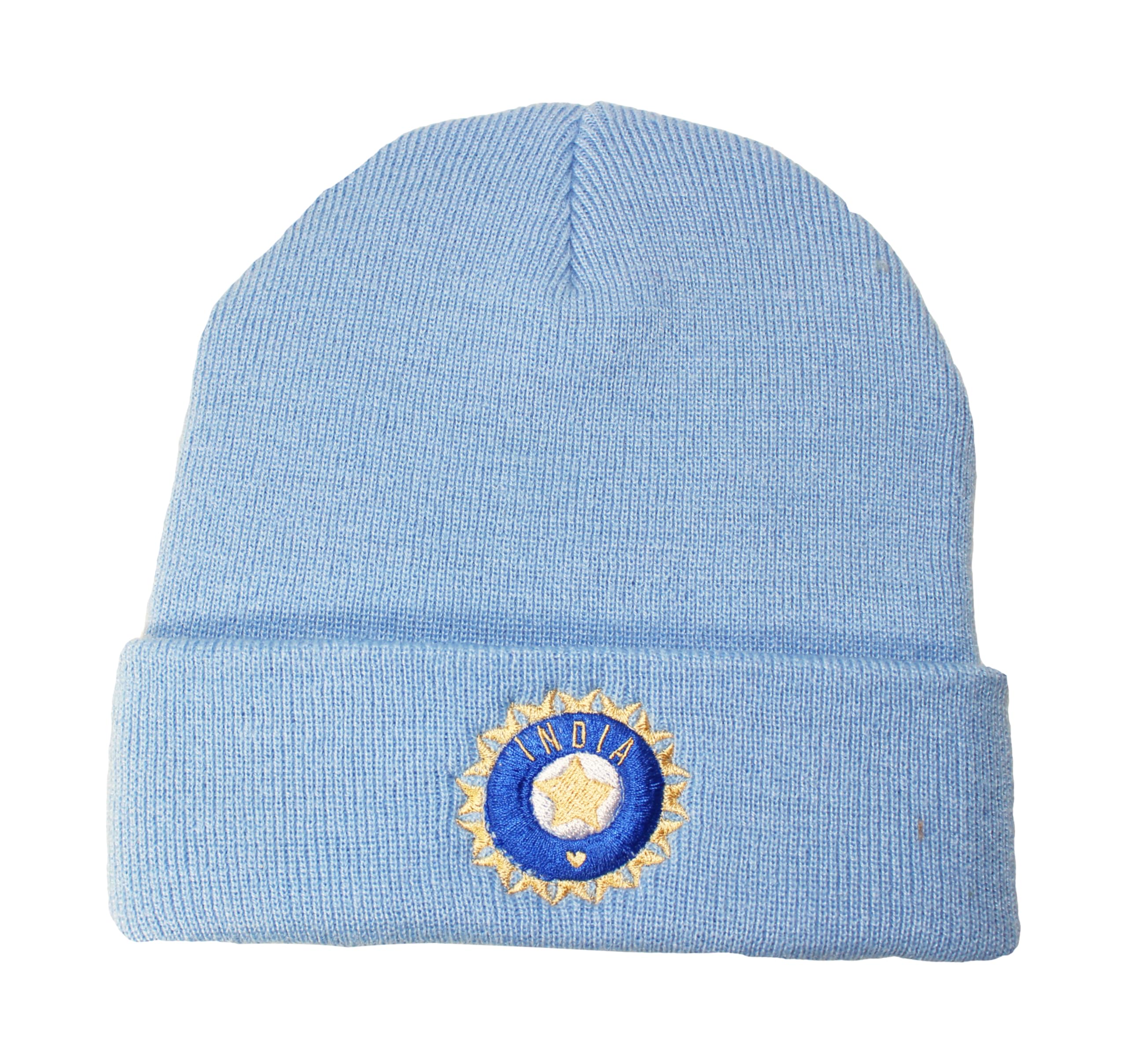 Teddyt's Men's Sky Blue India Embroidered Beanie Hat