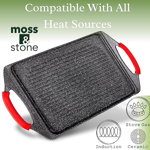 Miniatura 9 de Moss & Stone Sartén, sartén cuadrada de aluminio de 10 pulgadas, sartén antiadherente de cerámica de cobre para saltear que se mantiene fresco,