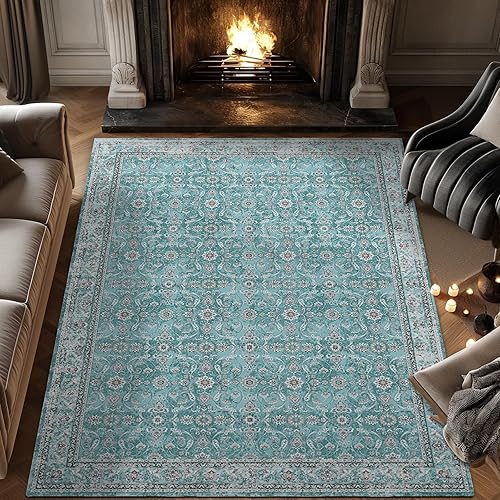 Miniatura 171 de jinchan Alfombra de área lavable de 3 x 5, alfombra vintage envejecida, alfombra para entrada interior, delgada, tradicional, gris, floral, ligera