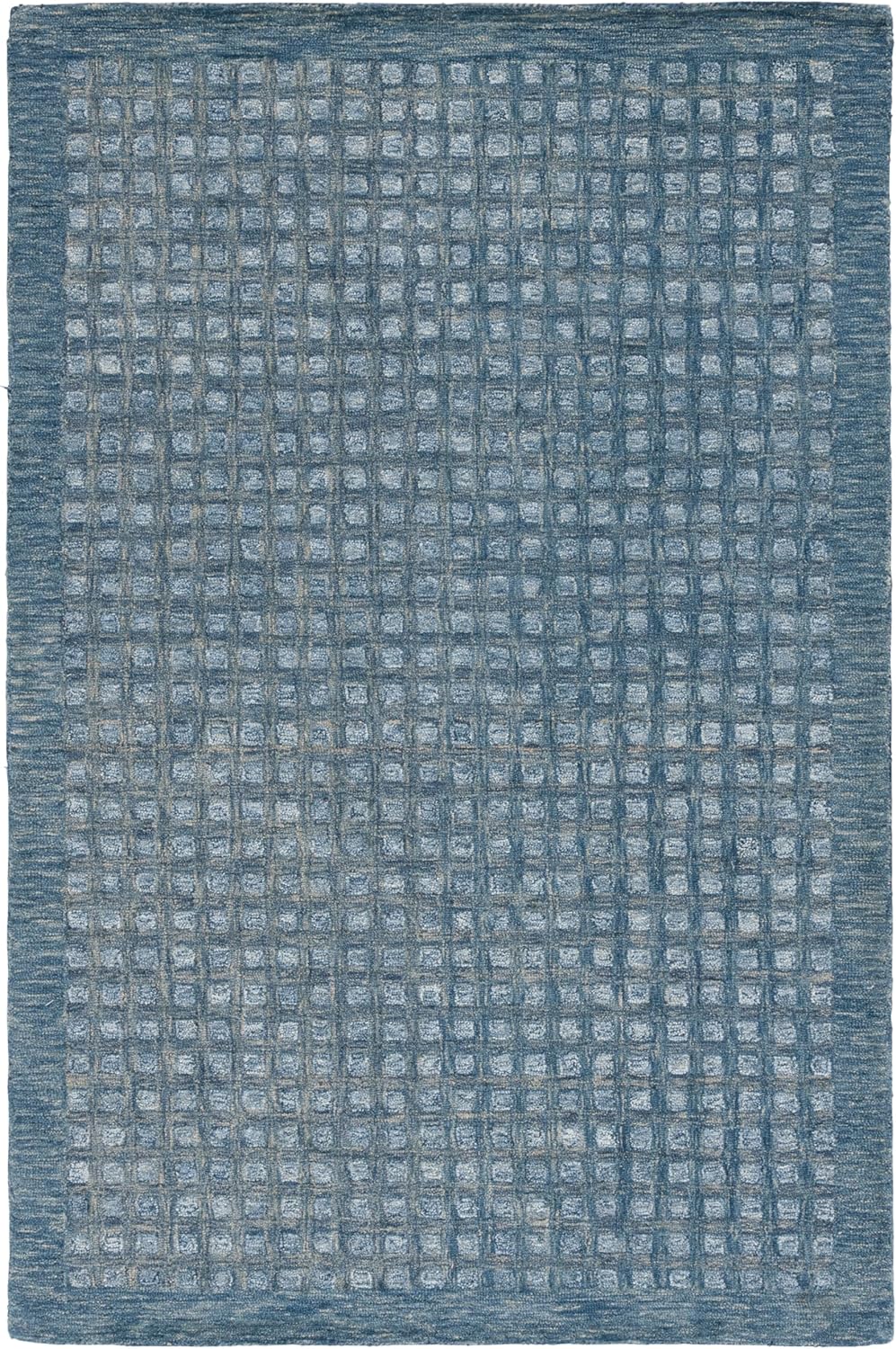 Safavieh Abstract Collection Area Rug - 6' x 9', Blue, Handmade Wool, Ideal for Living Room, Bedroom, Dining Room (ABT253M-6)